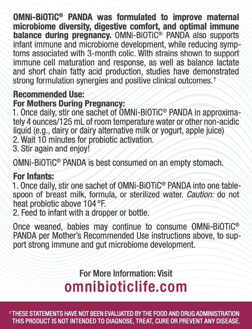 OMNi BiOTiC Panda Probiotic for Mom and Baby – Prenatal & Infant Probiotic – Gut Health & Immune System Support – Vegan & Hypoallergenic, Non-GMO (Powder) 3 Ounce