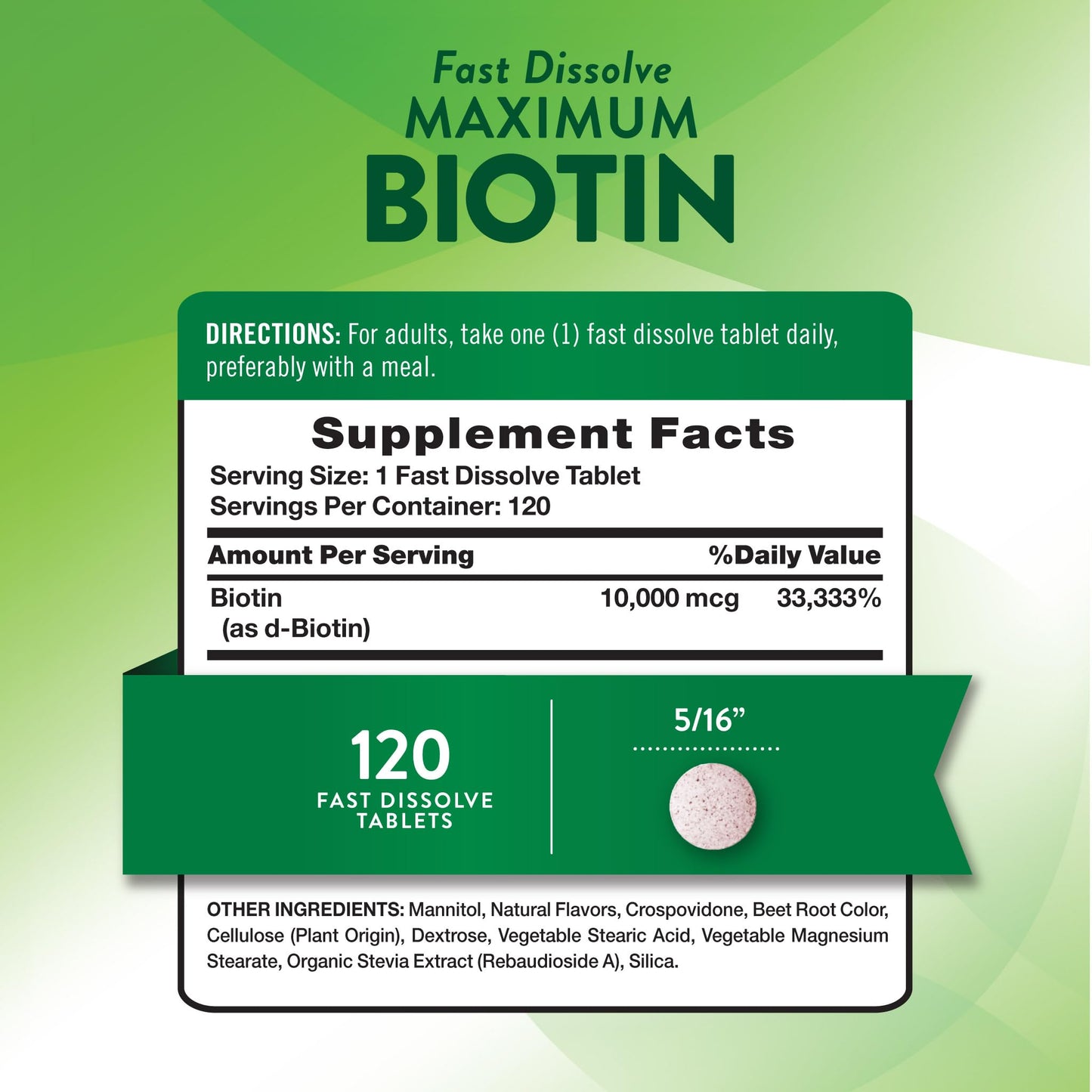 Nature's Truth Biotin 10000mcg Fast Dissolve Tablets, 120 Count