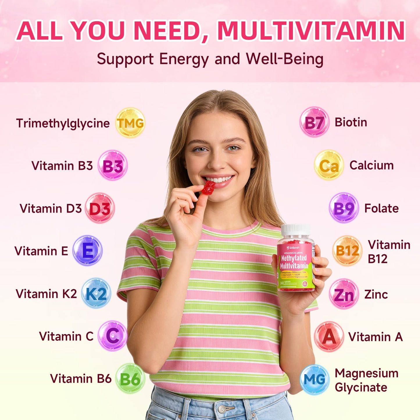 Jabsah Methylated Vitamin B Complex Gummies, 60 Count