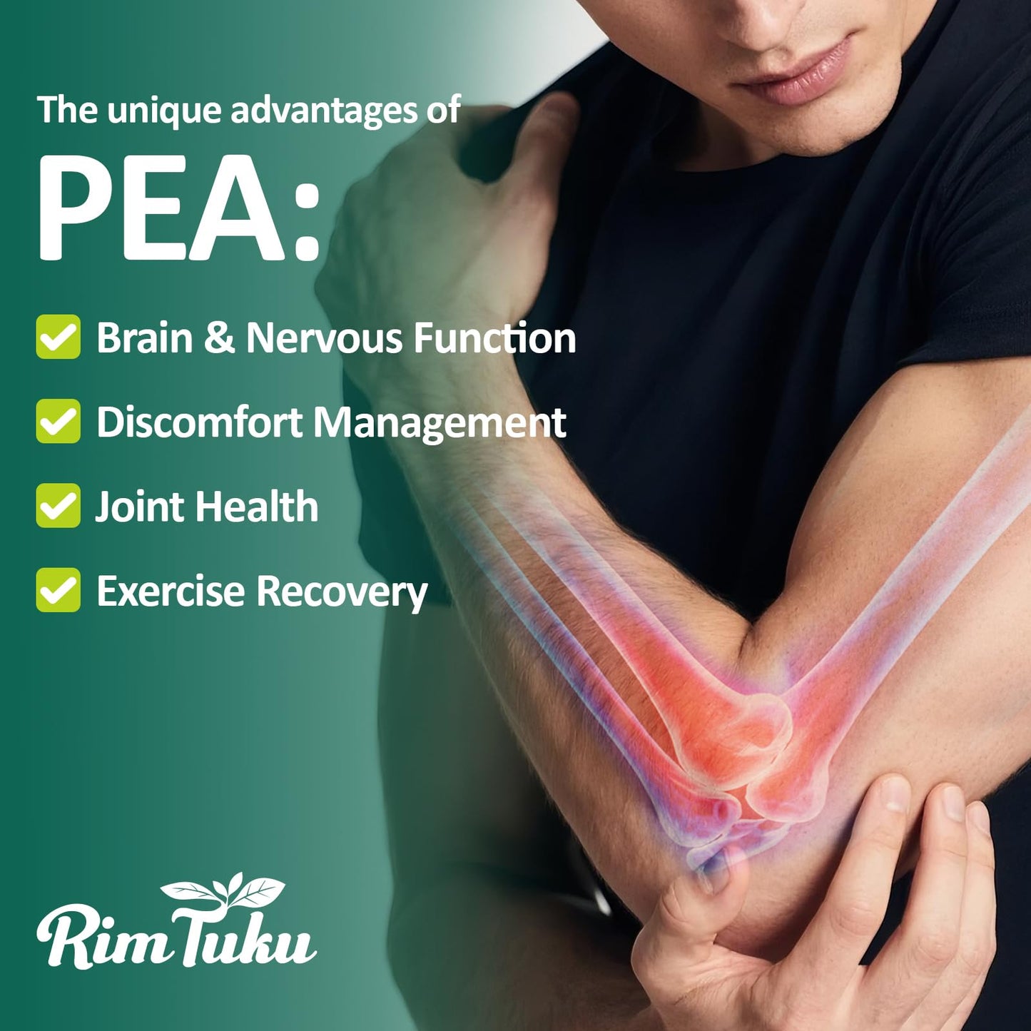 RimTuku Liposomal Palmitoylethanolamide 2000mg + Luteolin 200mg + Turmeric 200mg & Fisetin 100mg, Micronized Pea 99% Highly Purified Enhanced Absorption Pea Supplement, 120 Capsules