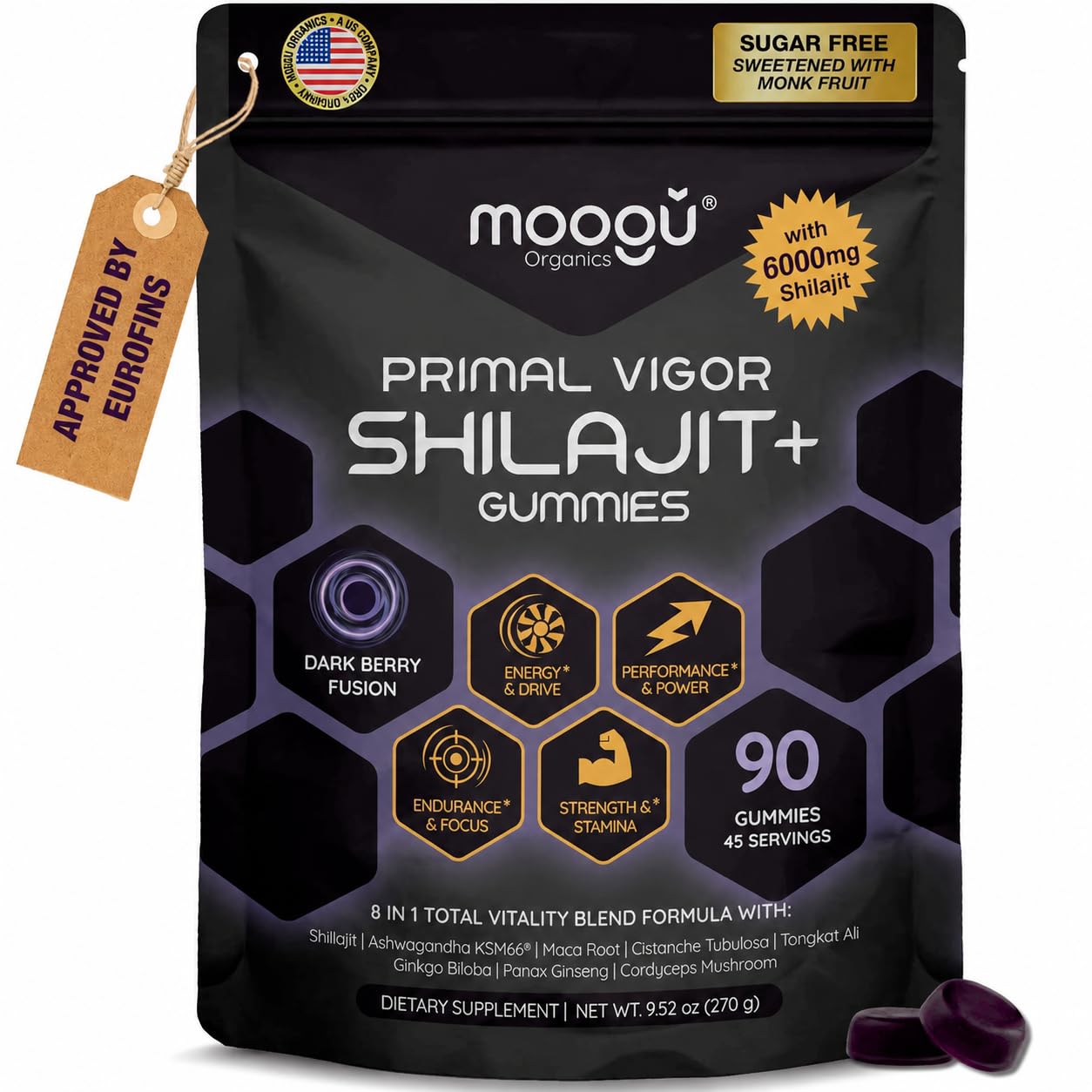 Moogǔ Organics Shilajit 6000mg Gummies, 90 Count