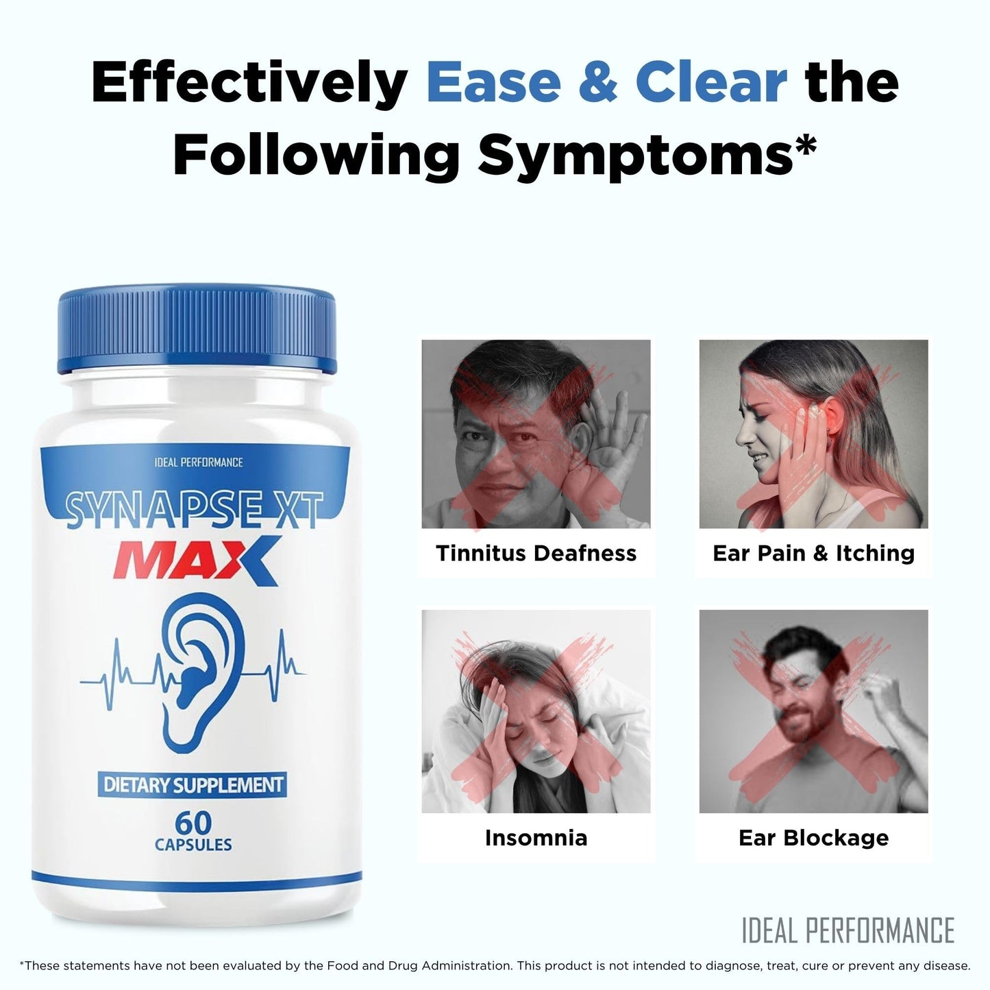 IDEAL PERFORMANCE Synapse XT Max Tinnitus Supplement Pro Premium Relief Pills 120 Capsules