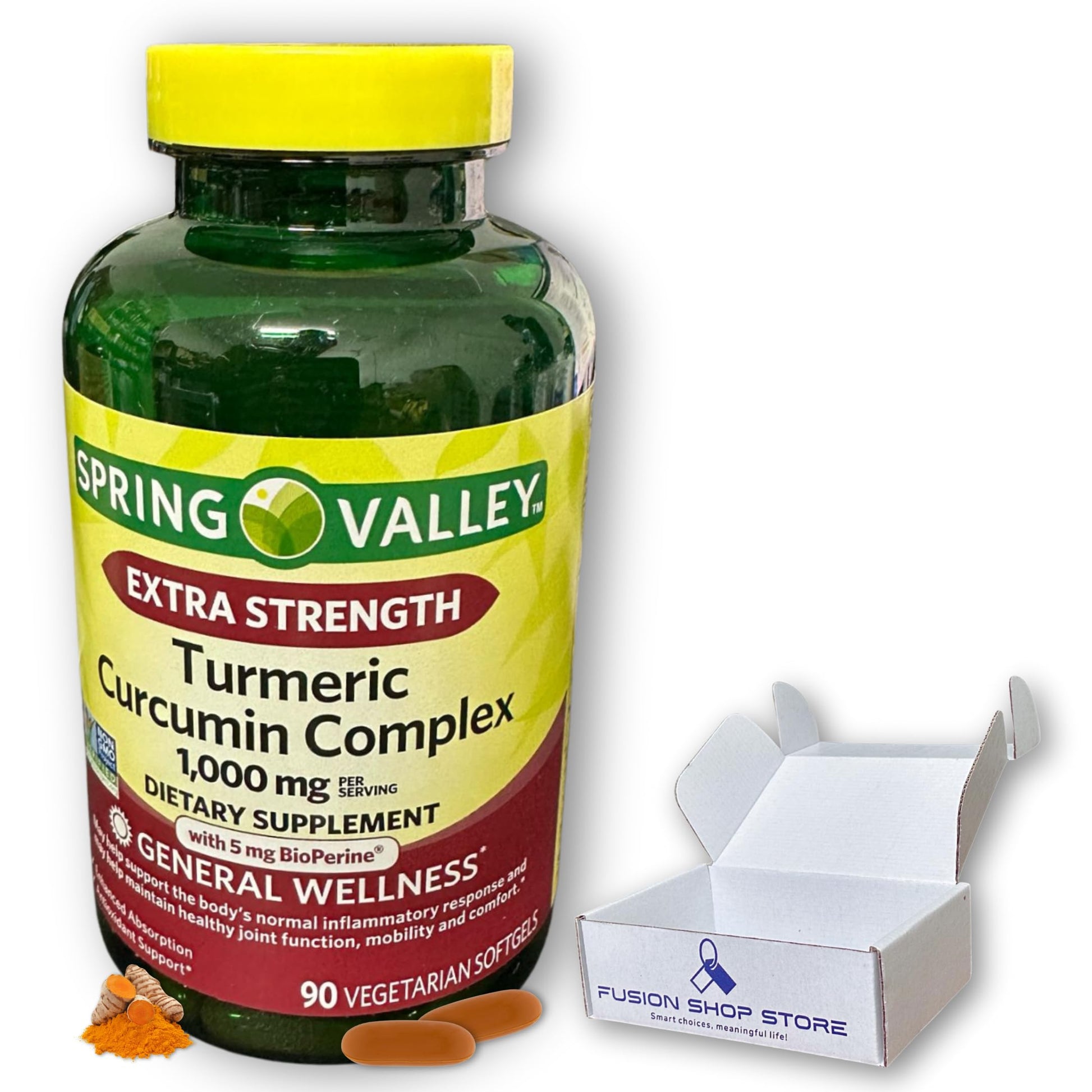 Fusion Shop Store Turmeric Curcumin 1000 mg Complex Extra Strength Softgels 90 Count