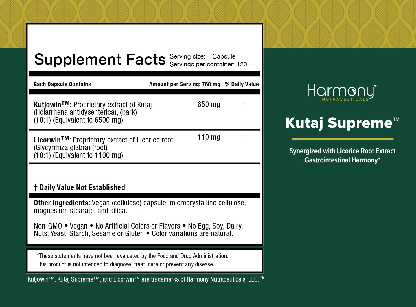 Harmony Nutraceuticals Kutaj Supreme Capsules 120