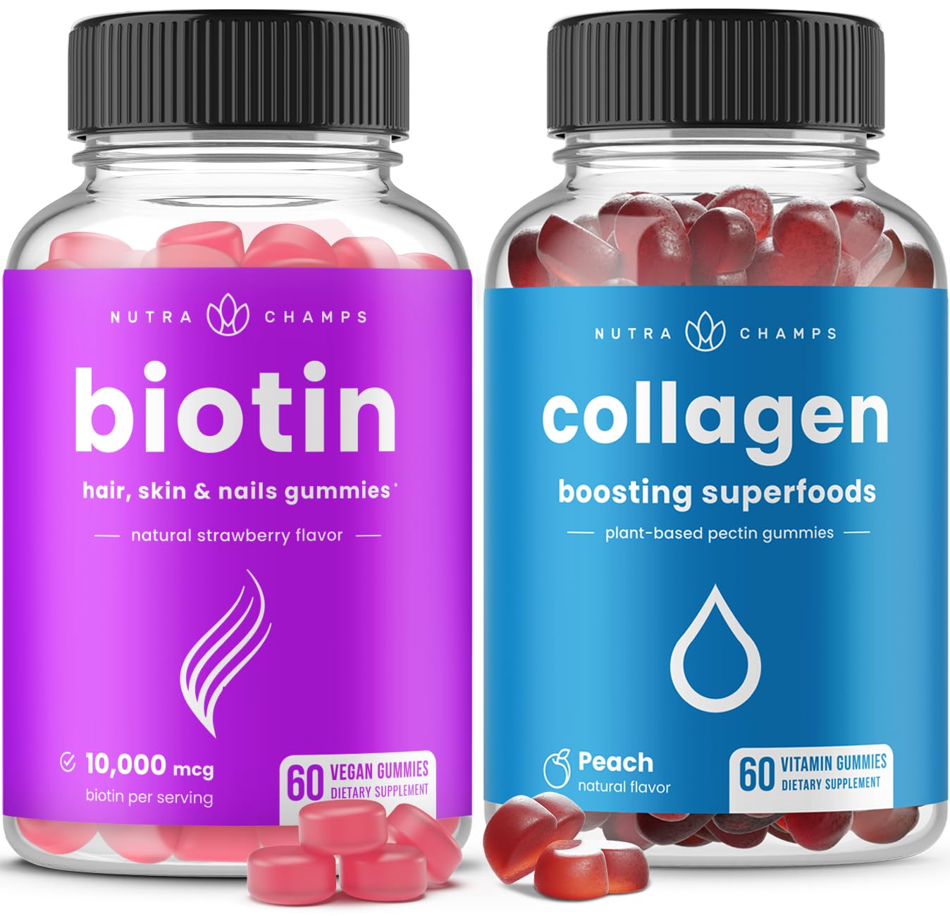 NutraChamps Biotin and Collagen Boosting Gummies, 120 Gummies
