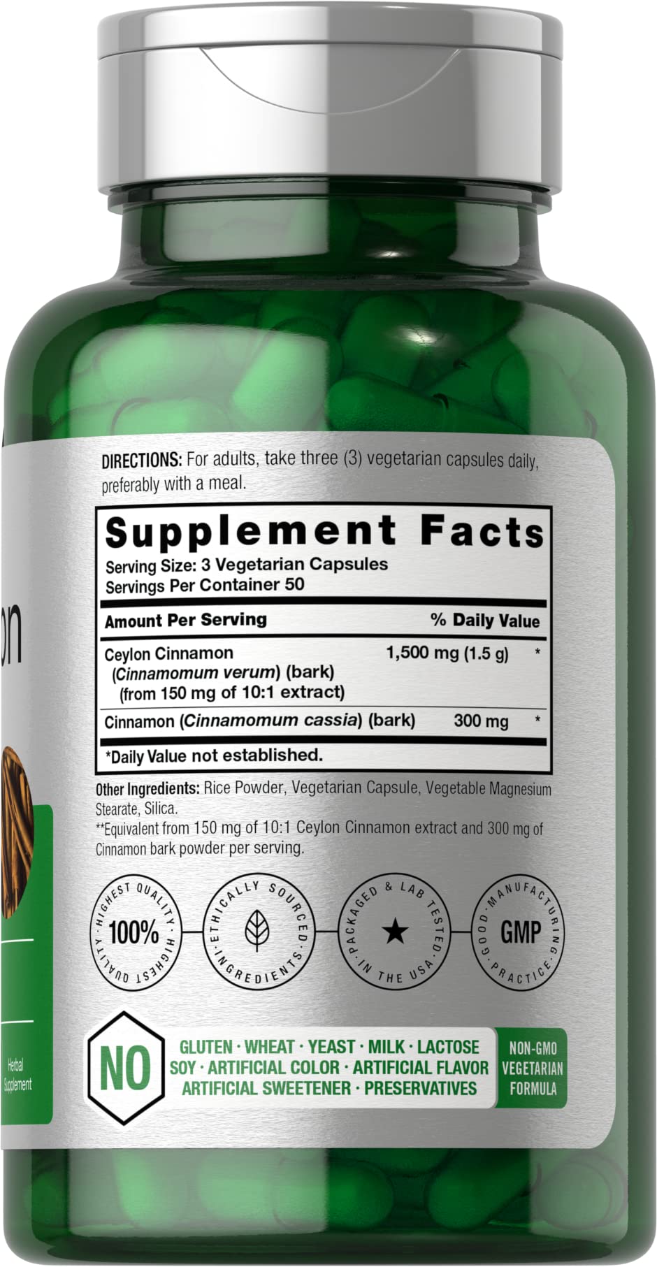 Horbäach Cinnamon Capsules 150 Count