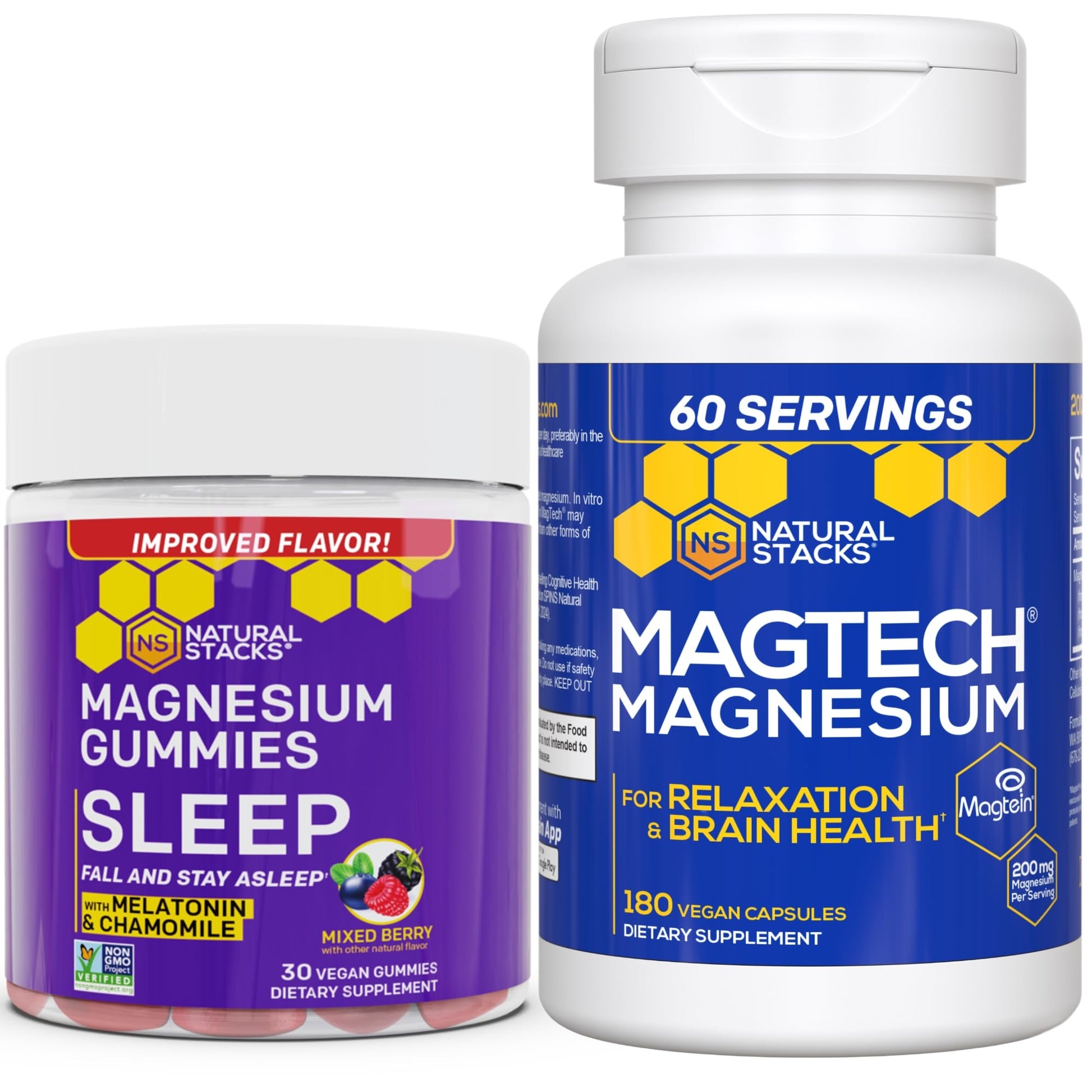 Natural Stacks Magtech Magnesium + Sleep Magnesium Citrate Gummies Bundle - 210 Pieces