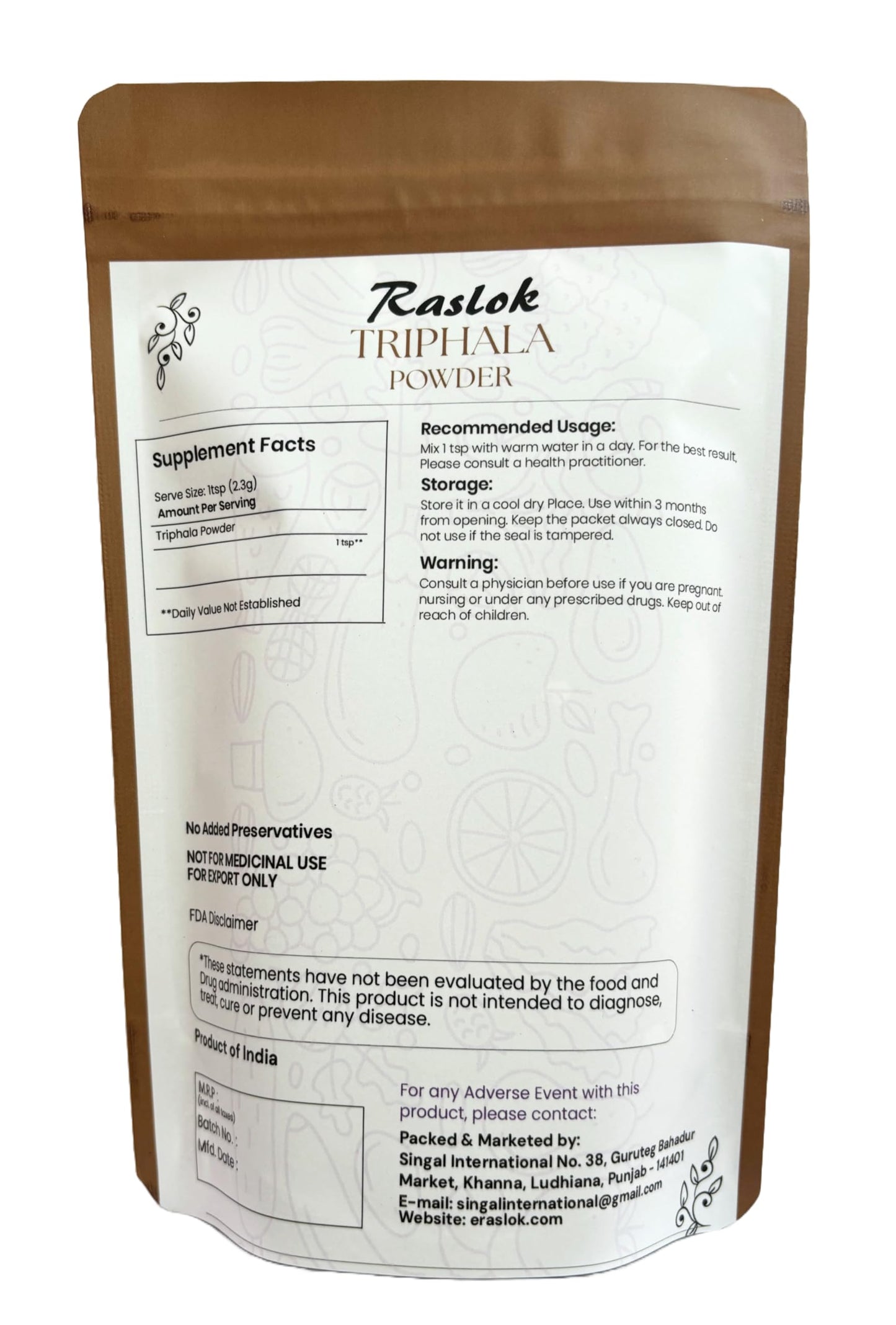 Raslok Triphala Powder 8 Ounces