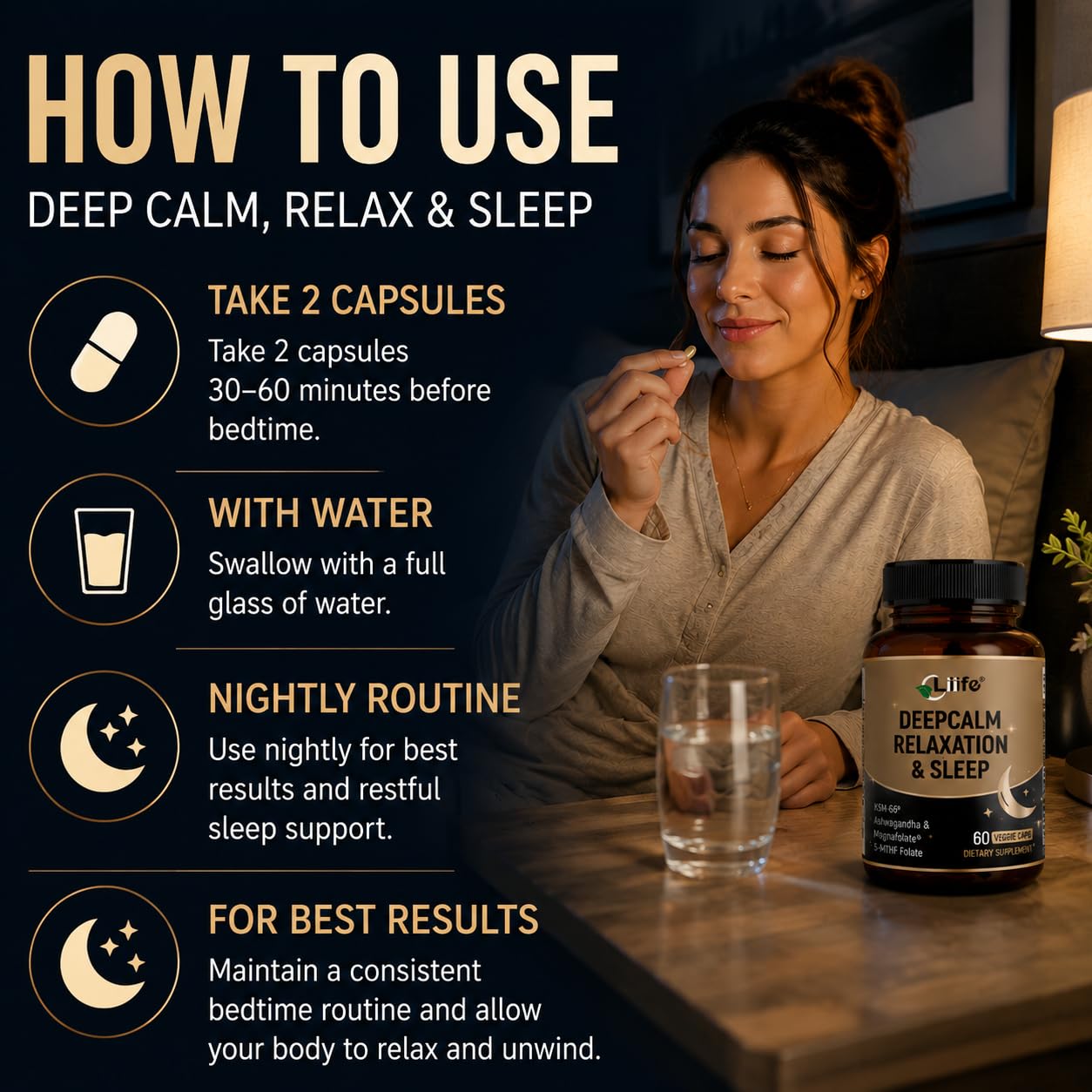 LIIFE DeepCalm Relaxation & Sleep Veggie Capsules 60