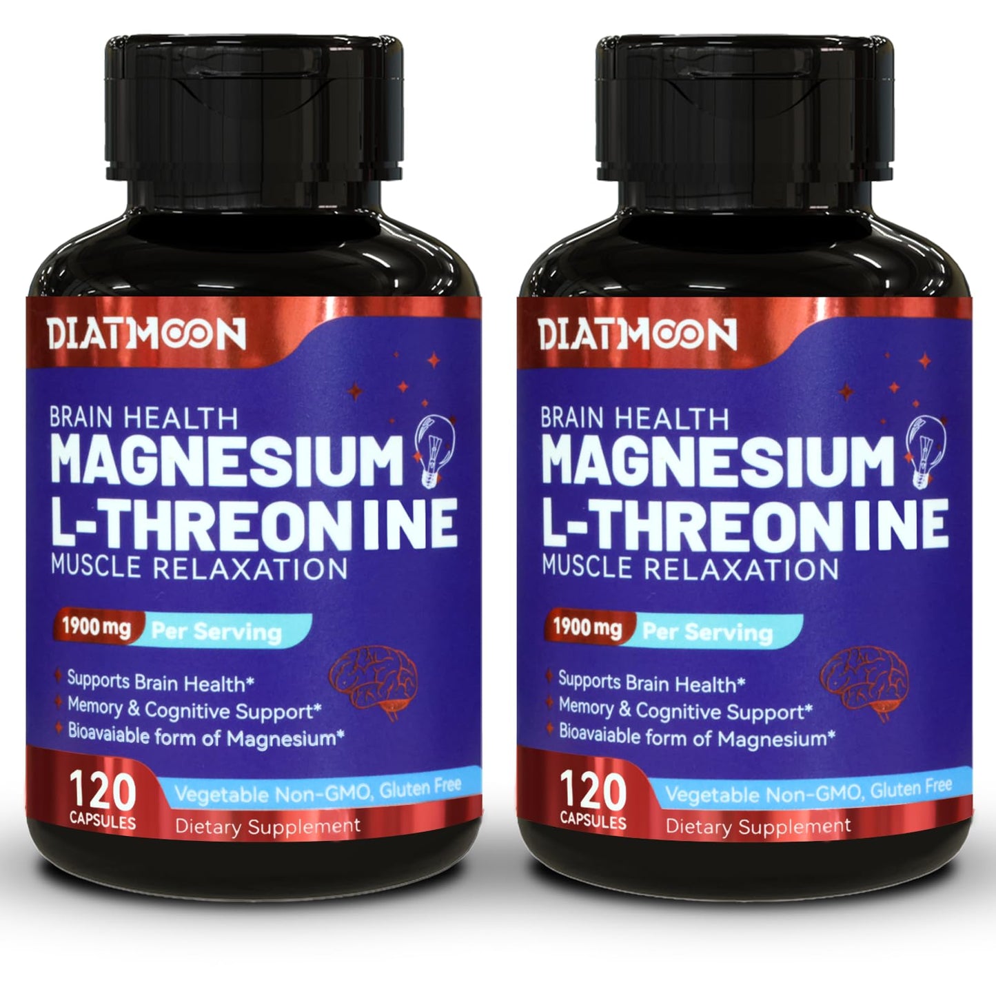 DIATMOON Magnesium L-Threonine Capsules, 240 Veg Capsules