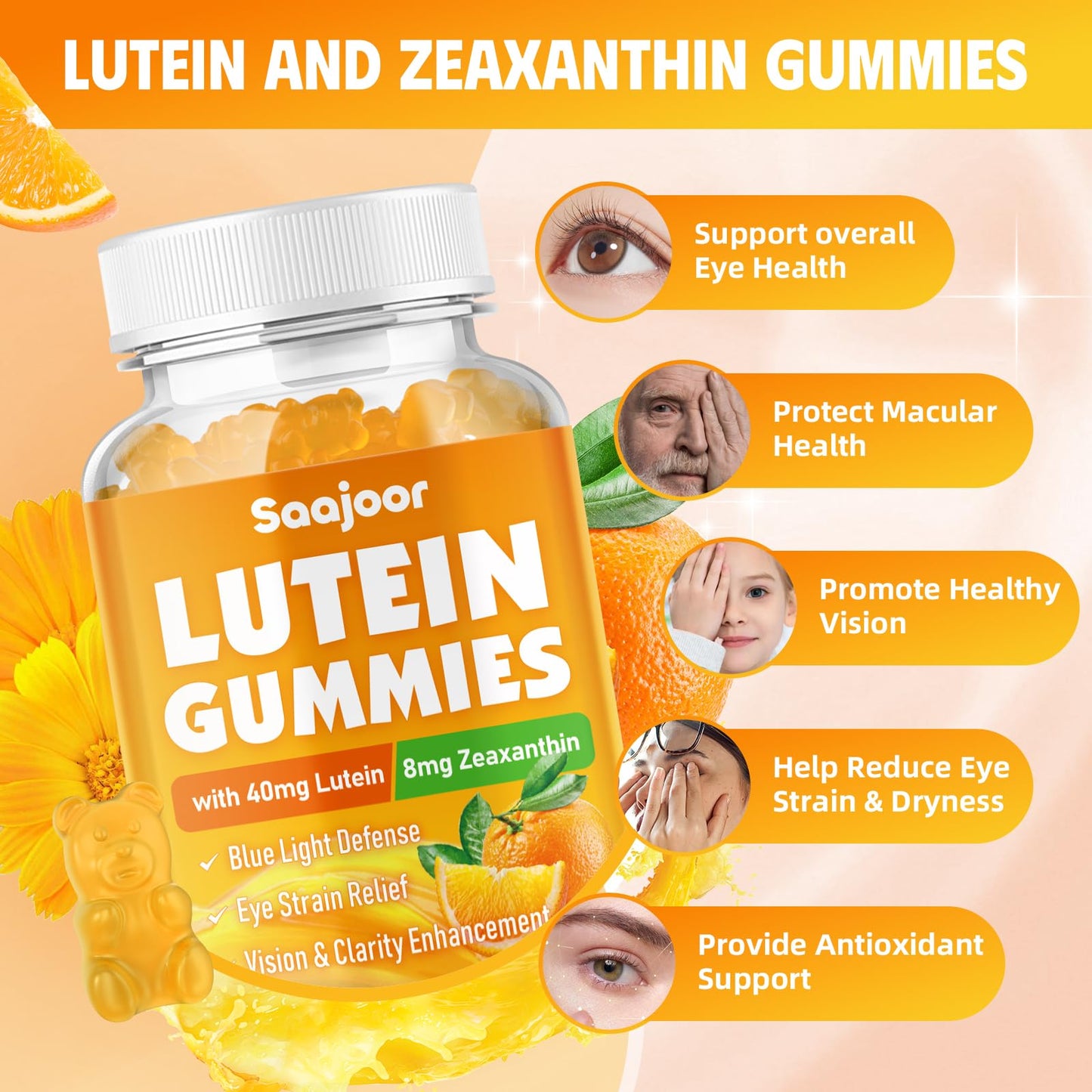 Saajoor Lutein & Zeaxanthin Gummies, 2 Gummies