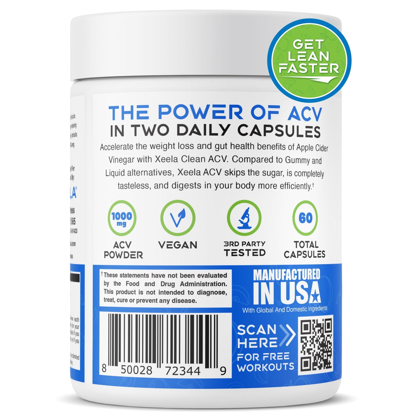 XEELA Apple Cider Vinegar Capsules with The Mother, Appetite & Craving Support and Weight Management, 90 Capsules