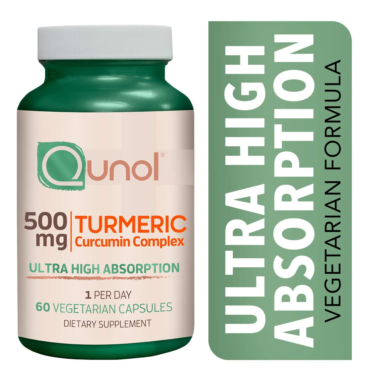 Qunol Turmeric Curcumin 500mg Vegetarian Capsules, 60 Count