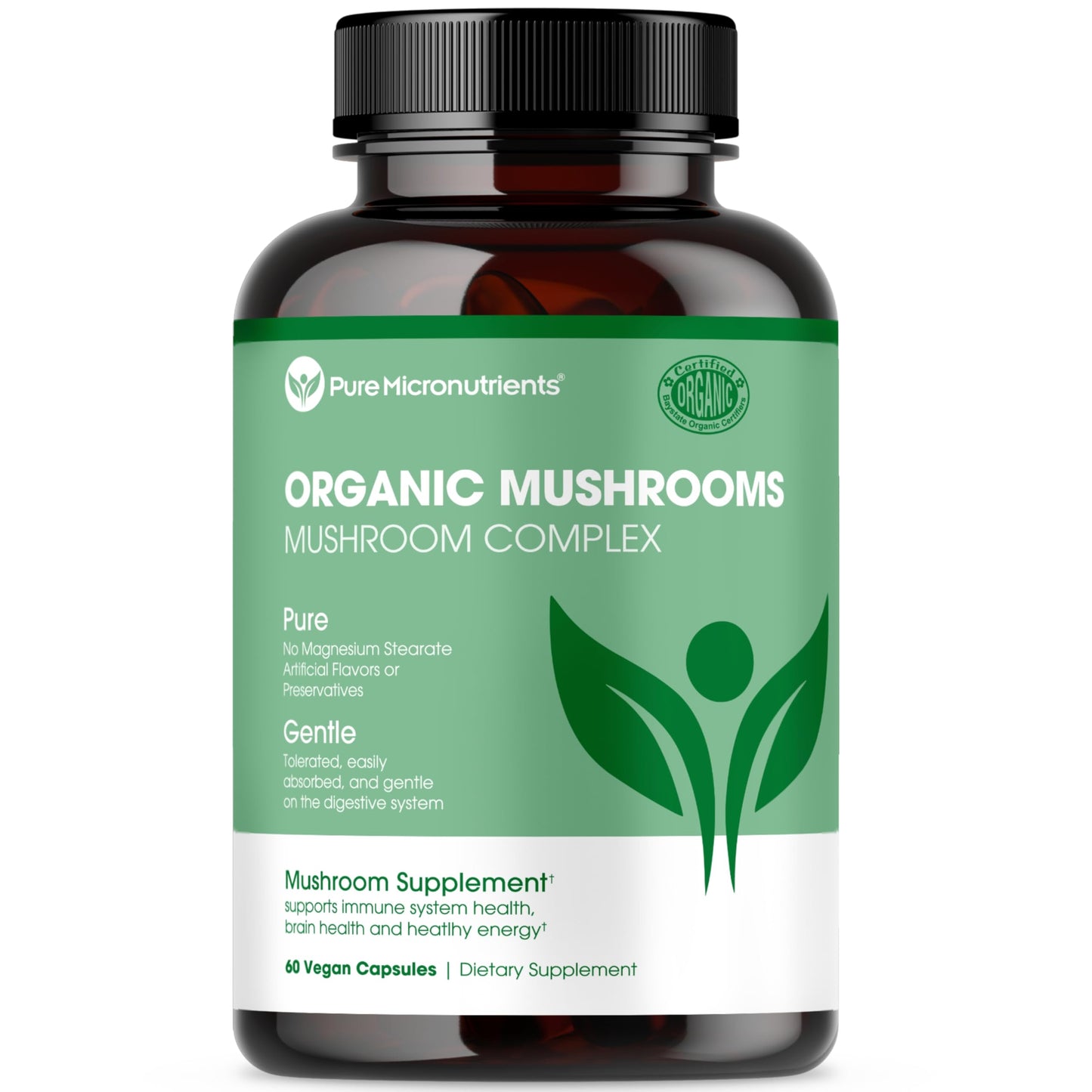 Pure Micronutrients Organic Mushroom Supplement Lions Mane Reishi Cordyceps 60 Capsules