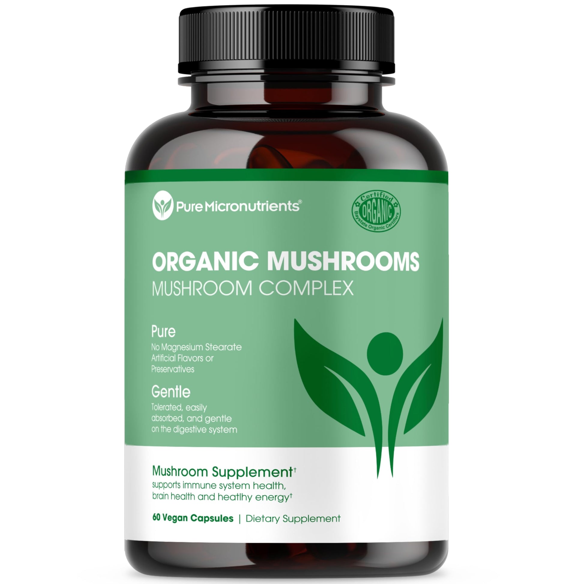 Pure Micronutrients Organic Mushroom Supplement Lions Mane Reishi Cordyceps 60 Capsules