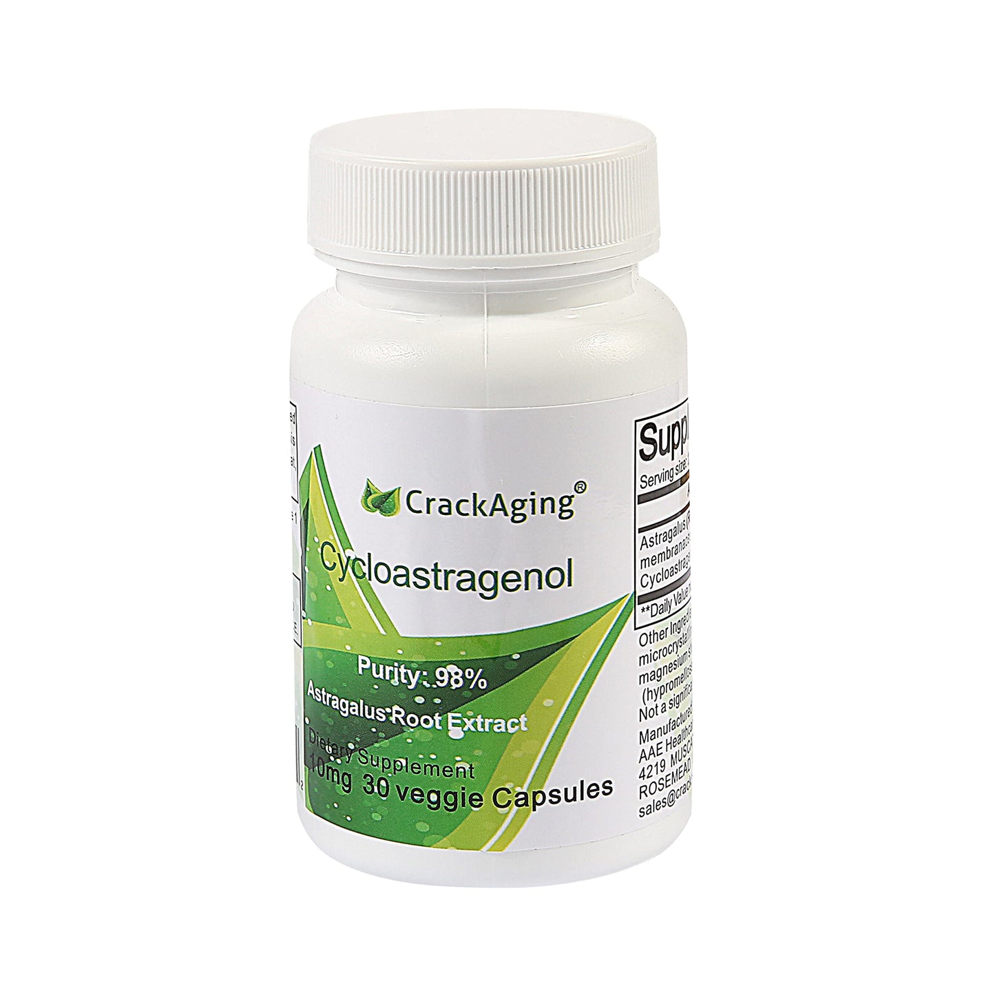 Crackaging Super-Absorption Cycloastragenol 98% Capsules, 10 mg, 30 Veggie Capsules - Anti-Aging & Telomerase Activation & DNA Health Immunity Boost