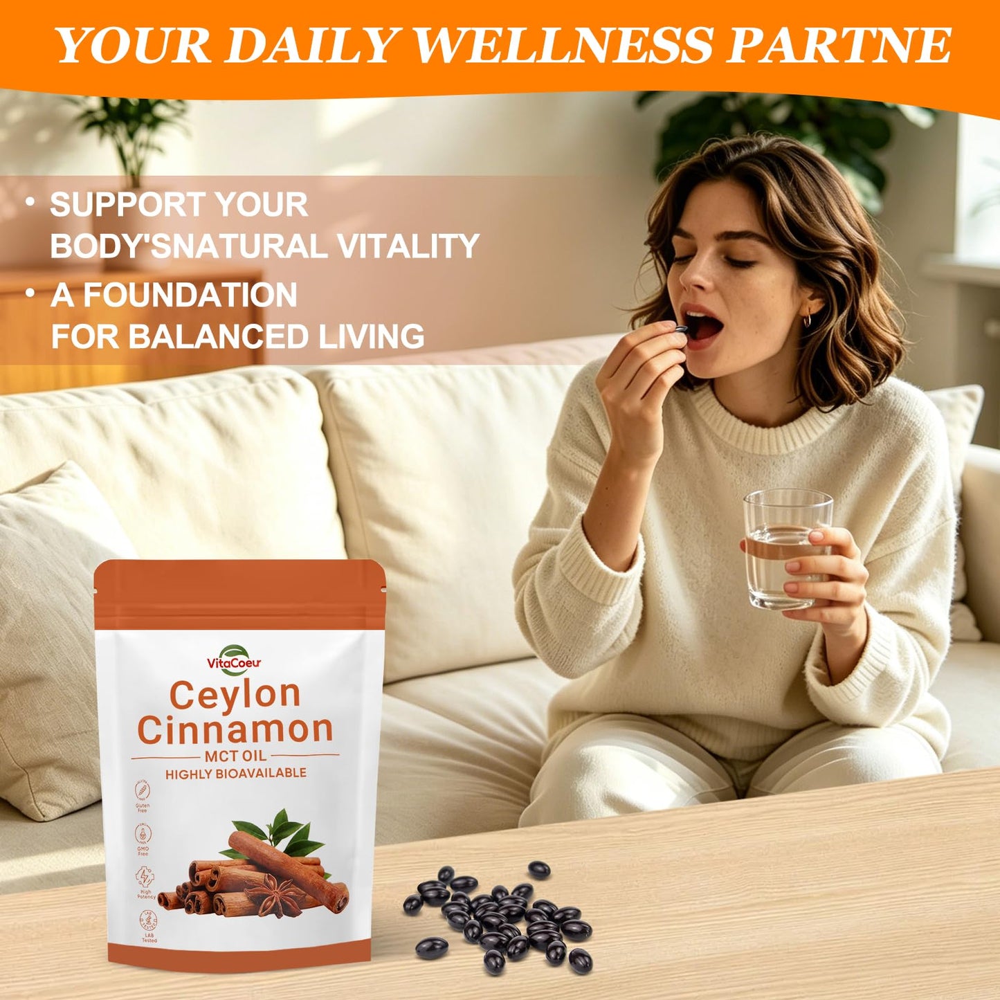 VitaCoeur Ceylon Cinnamon Softgels with MCT Oil 300 Softgels