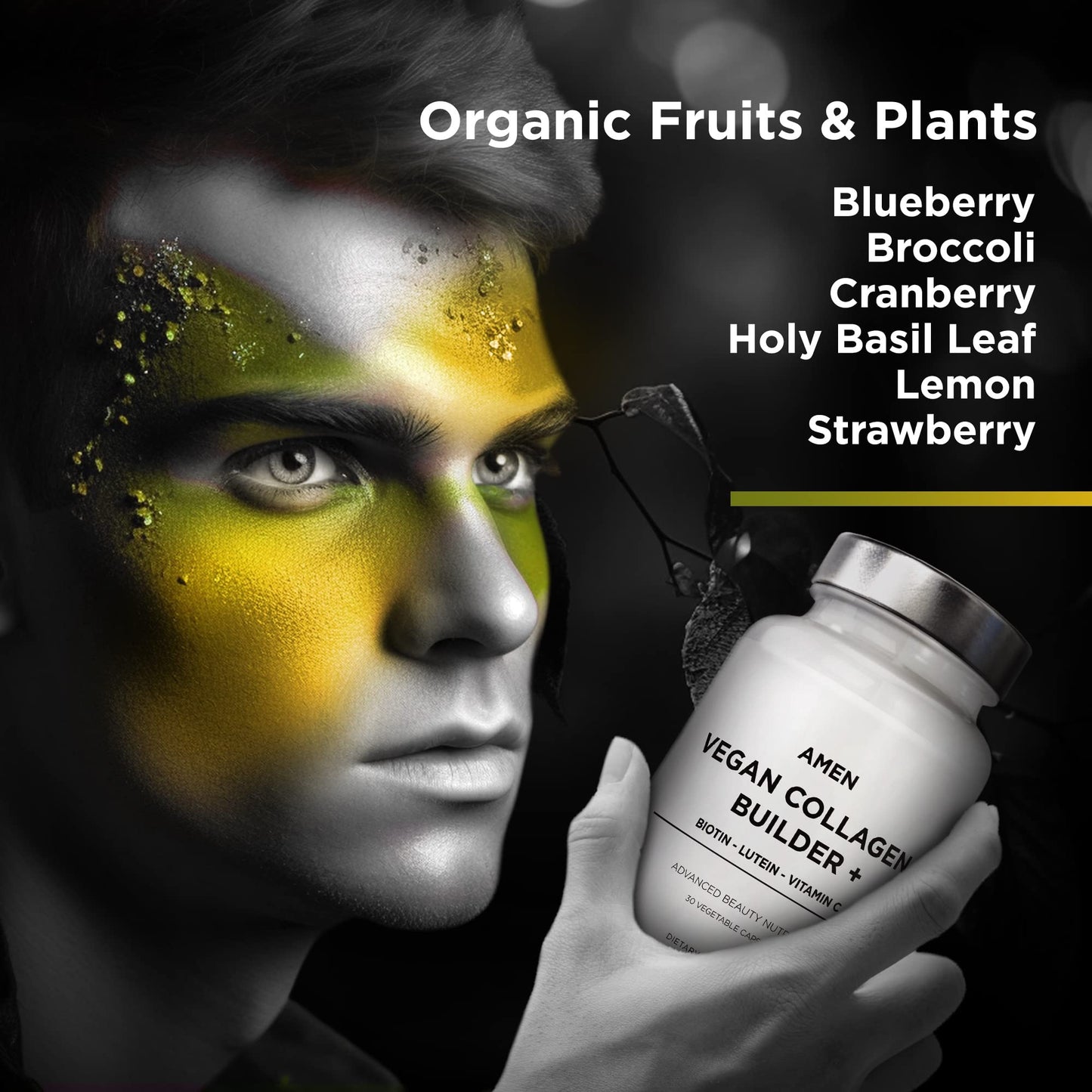 Amen Plant-Based Vegan Collagen Builder Supplement Capsules, 30 Capsules