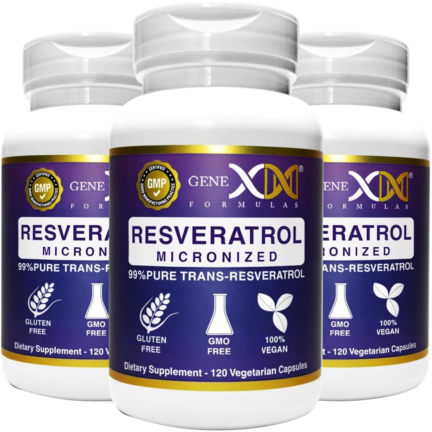 Genex Formulas Trans-Resveratrol 1000mg Capsules, 120 Count