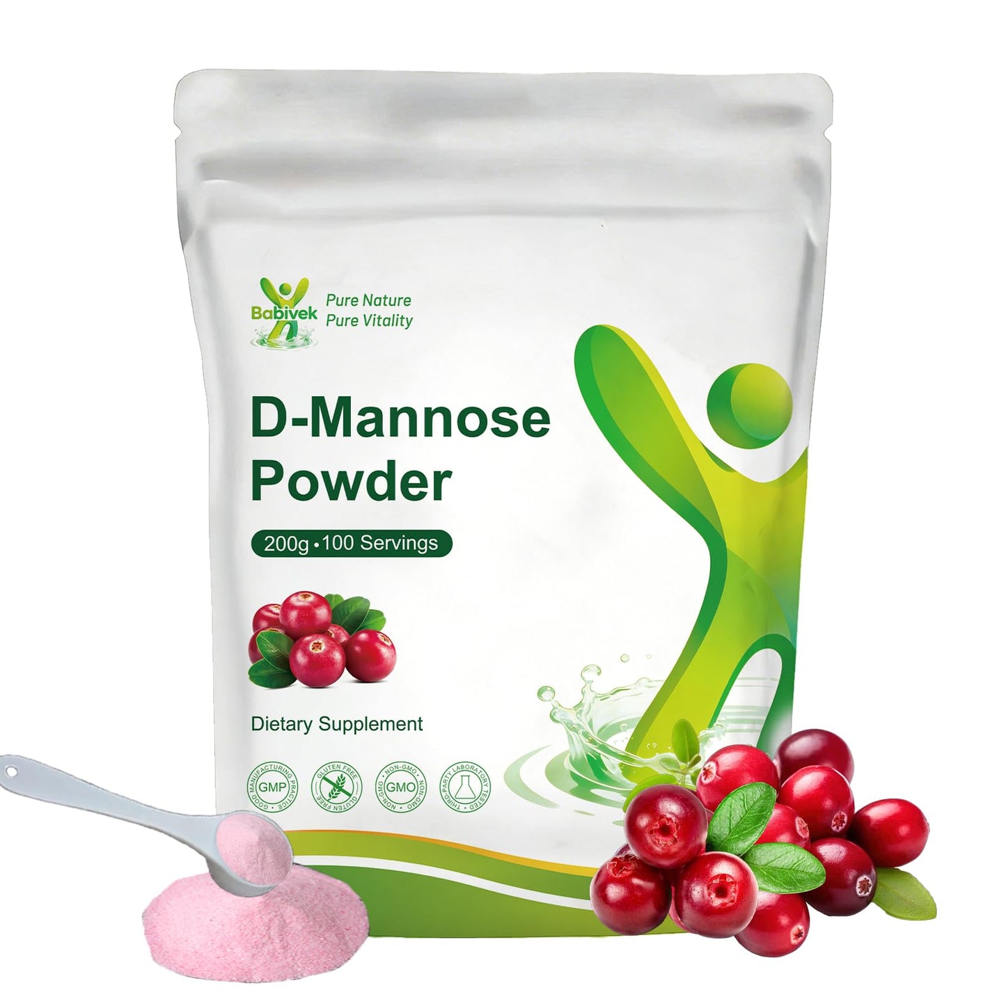 Babivek D Mannose Powder with Cranberry 2g UTI Support, 7.1 oz