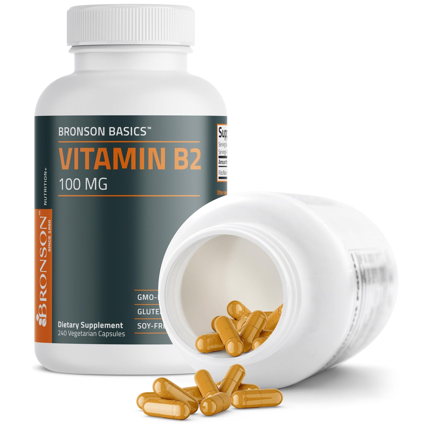 Bronson Vitamin B2 100mg Non-GMO, 240 Capsules