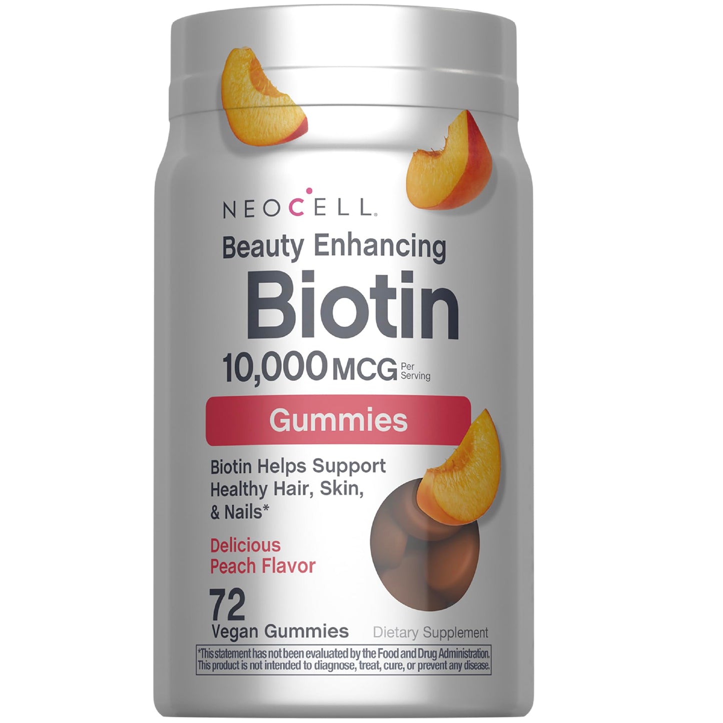 NeoCell Biotin 10000mcg Gummies, 72 Count