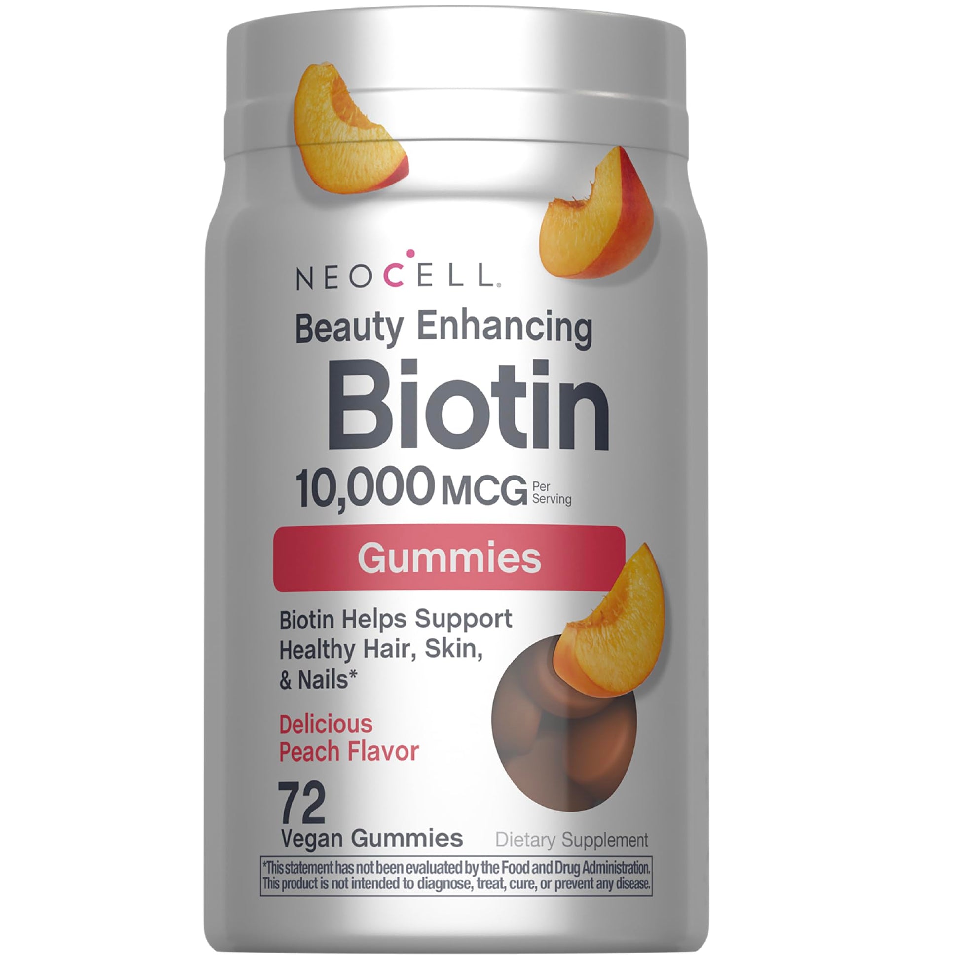 NeoCell Biotin 10000mcg Gummies, 72 Count