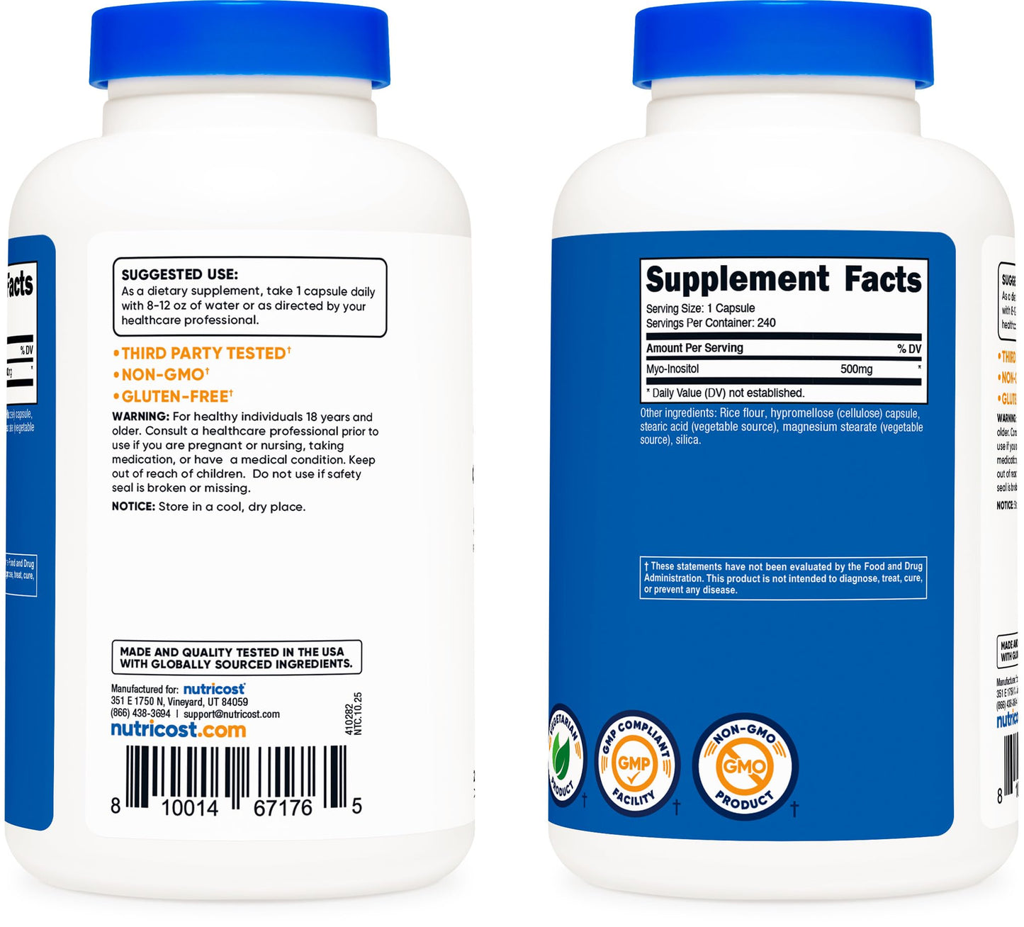 Nutricost Inositol 500mg Capsule, 240 Capsules