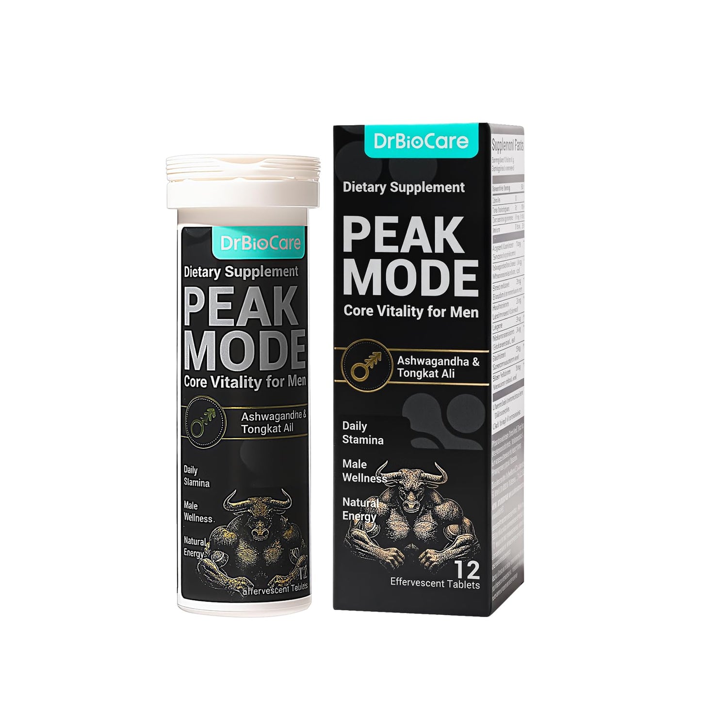 DrBioCare Peak Mode Core Vitality for Men 7-in-1 Effervescent Tablets, 12 Tablets