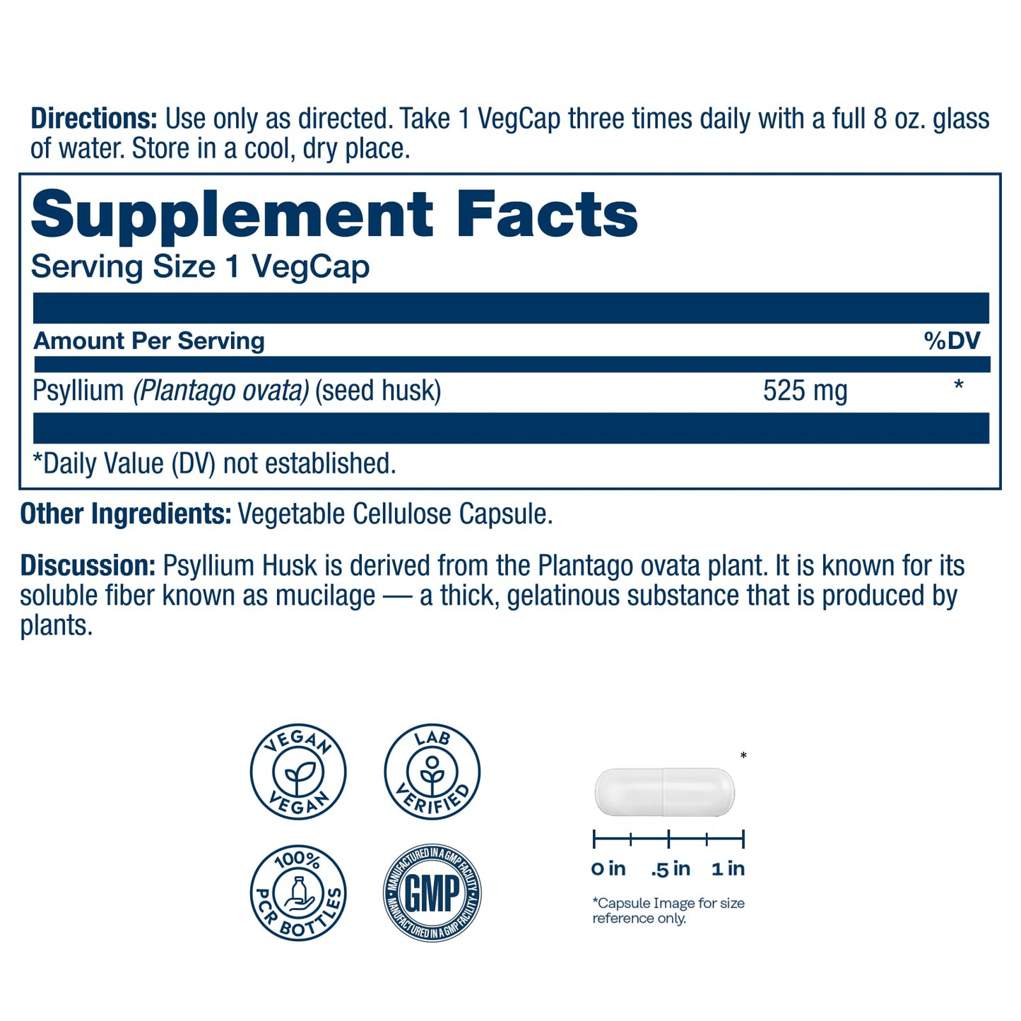 SOLARAY Psyllium Husk Capsules 100 Capsules