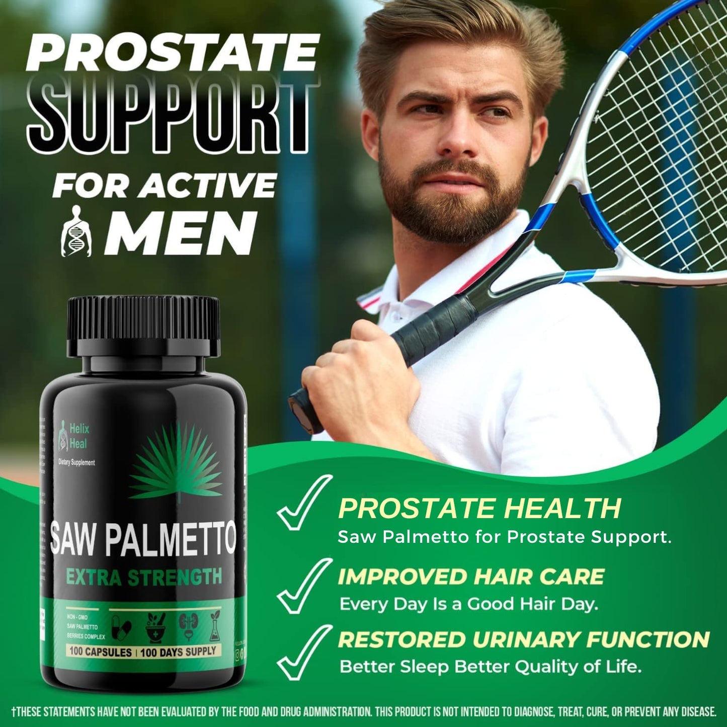 Helix Heal Saw Palmetto for Men Prostate Support & Urinary Health Capsule 100 Count