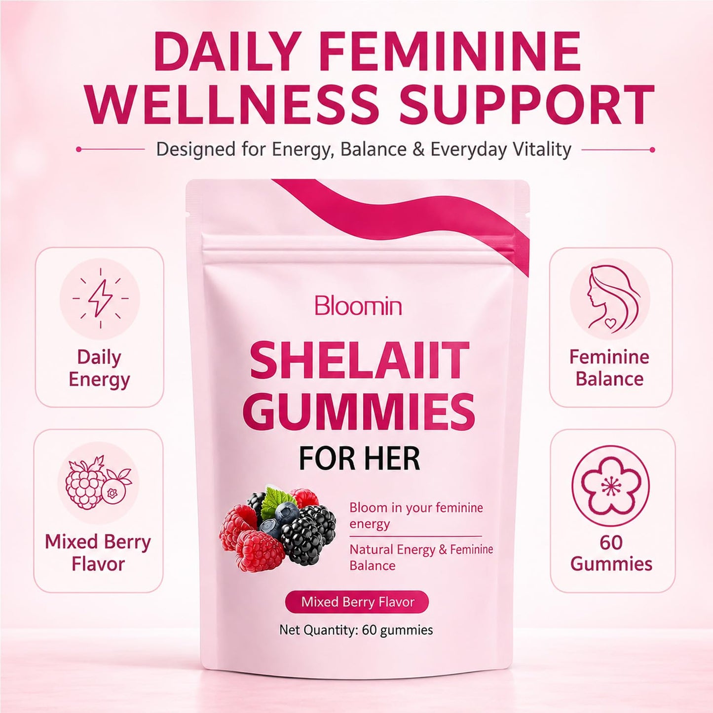 hairhalo Bloomin Shelajit Gummy 60 Gummies