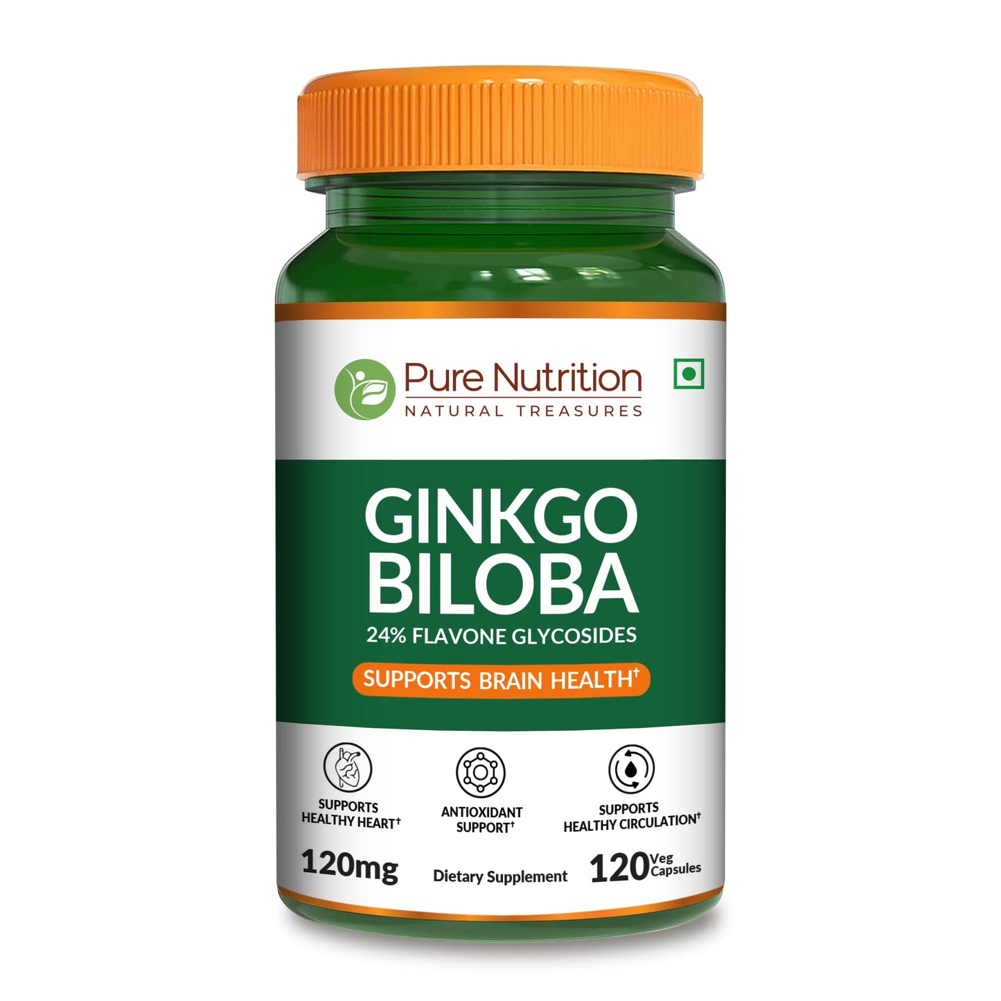 Pure Nutrition Natural Treasures Ginkgo Biloba 120 mg Capsules, 120 Count