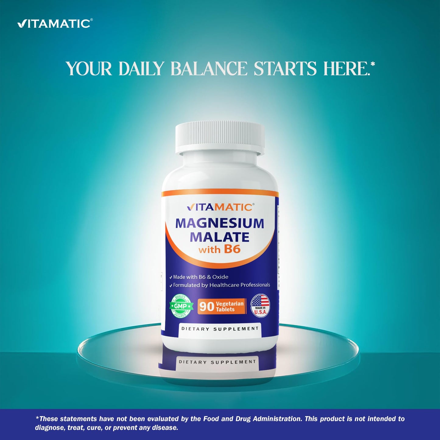 Vitamatic Magnesium Malate 2000mg per Serving Tablet, 90 Count