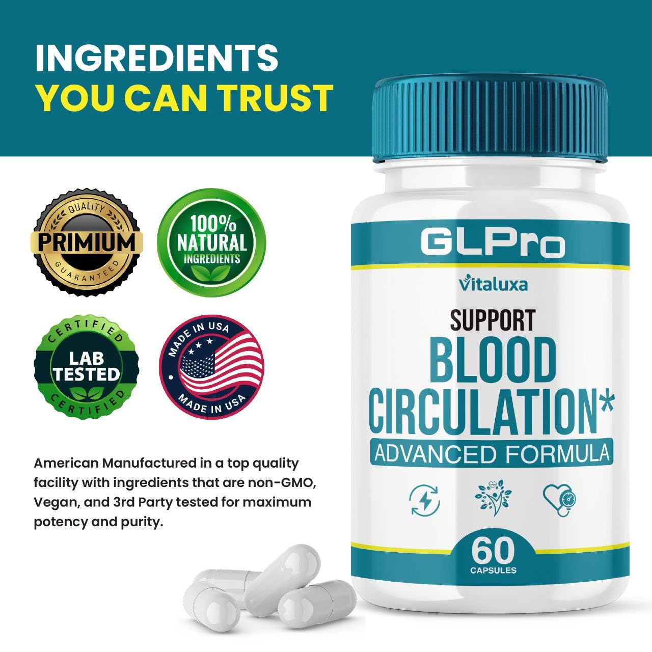 Vitaluxa GLPro Blood Support Capsules 120 Count