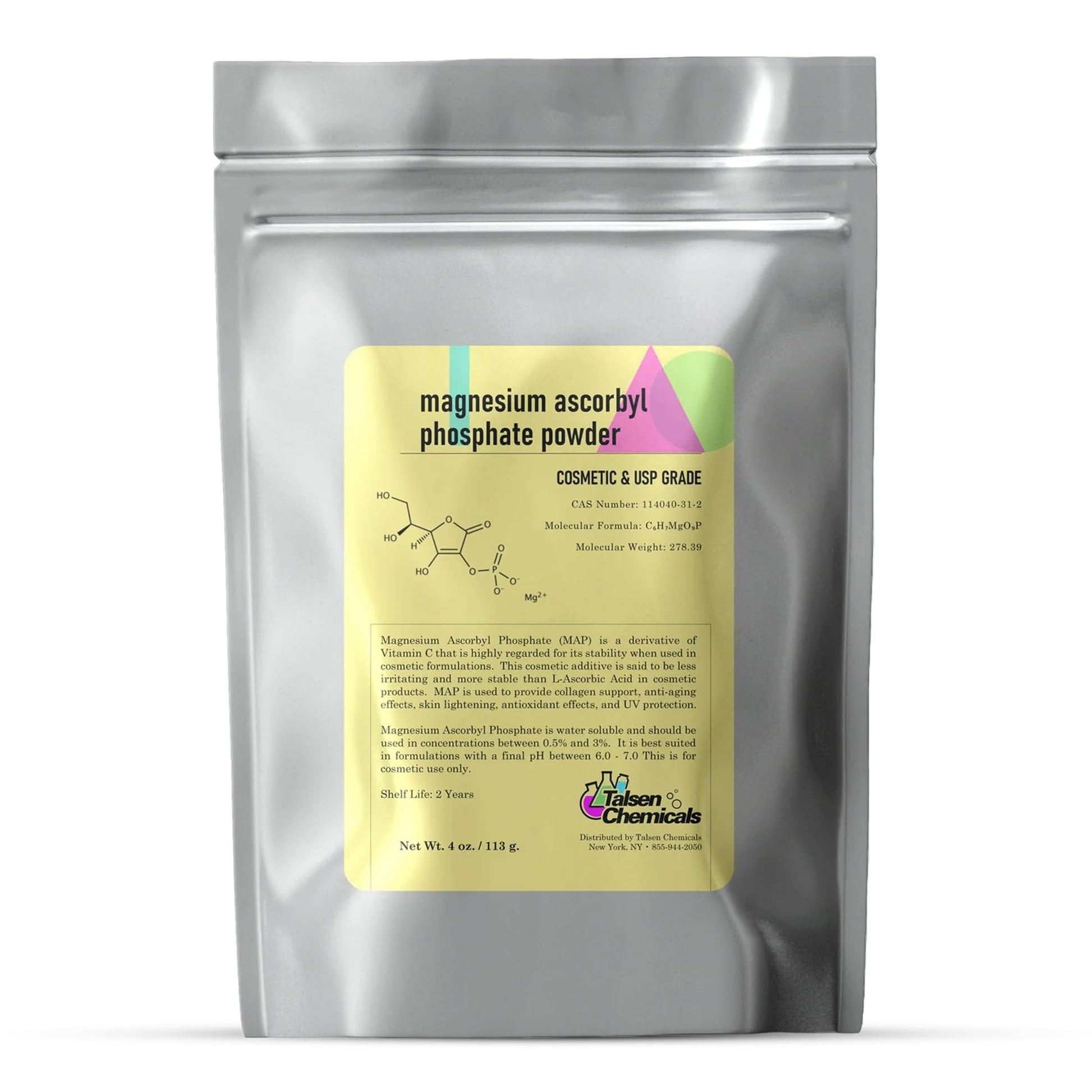 Talsen Chemicals Magnesium Ascorbyl Phosphate Powder, 4 Ounces