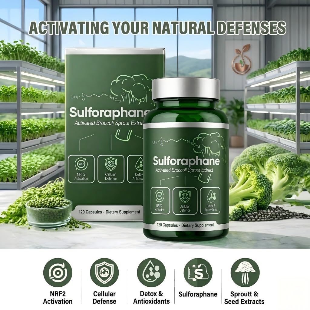 QDXHAYC Sulforaphane Supplement - Broccoli Sprout Extract Capsules, 120 Count