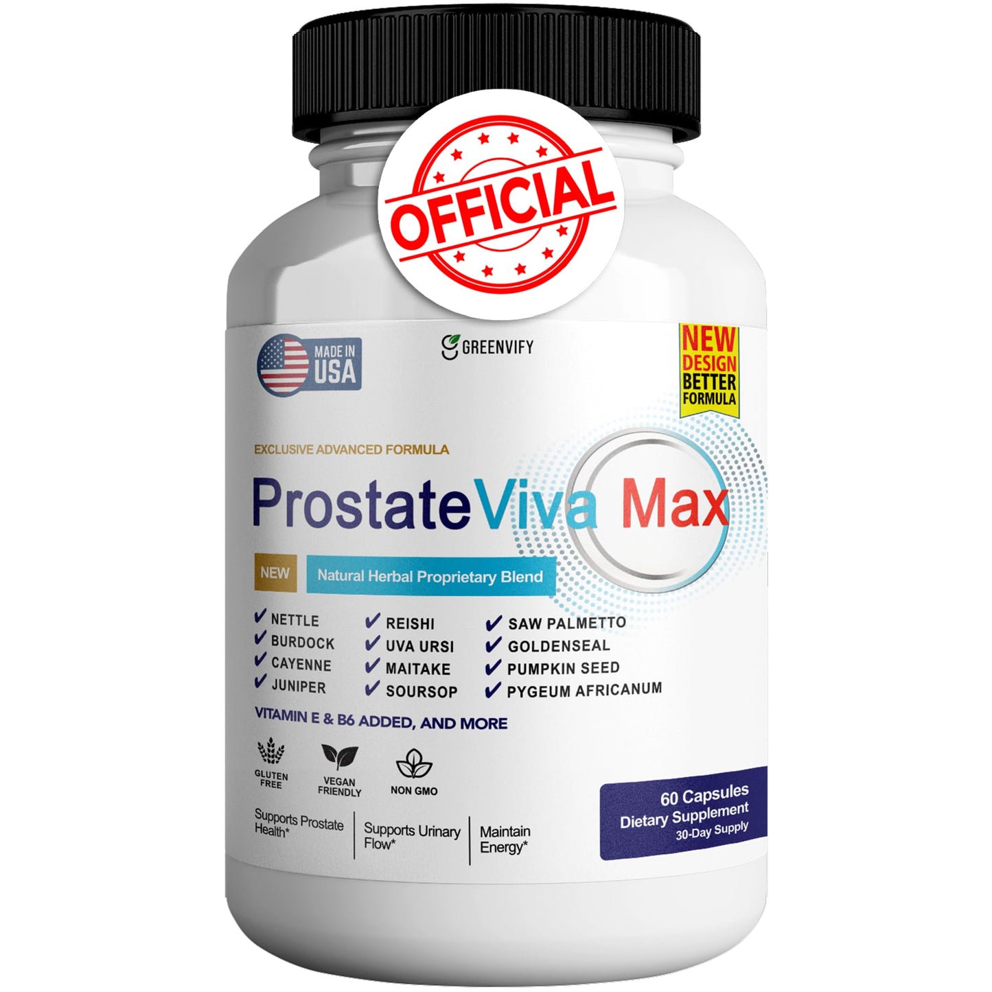 GREENVIFY ProstateViva Max Prostate Supplements for Men Capsules, 60 Count