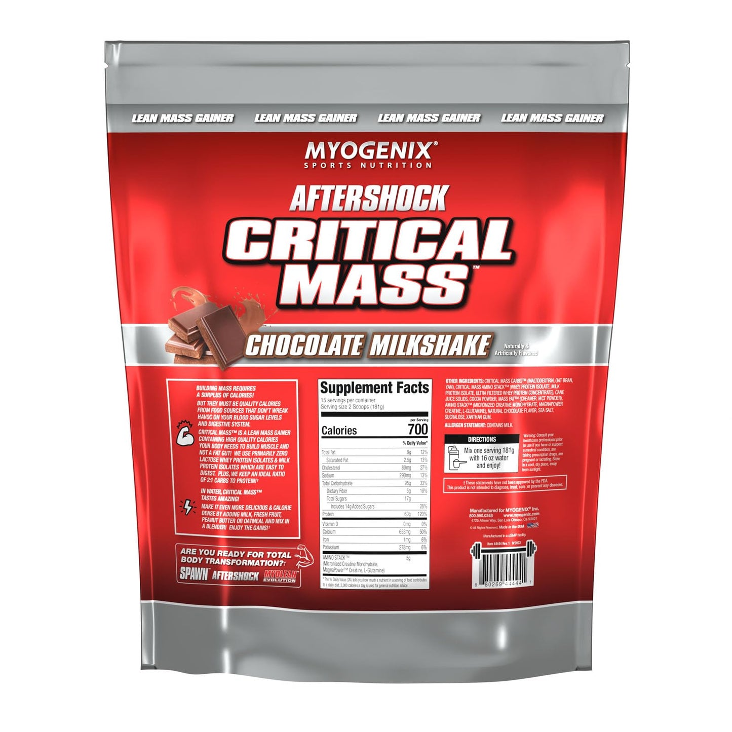 Myogenix Critical Mass Gainer – Muscle Mass Weight Gain Supplement, Zero Lactose Whey Protein Powder – Anabolic Whey Protein, Powder 95.04