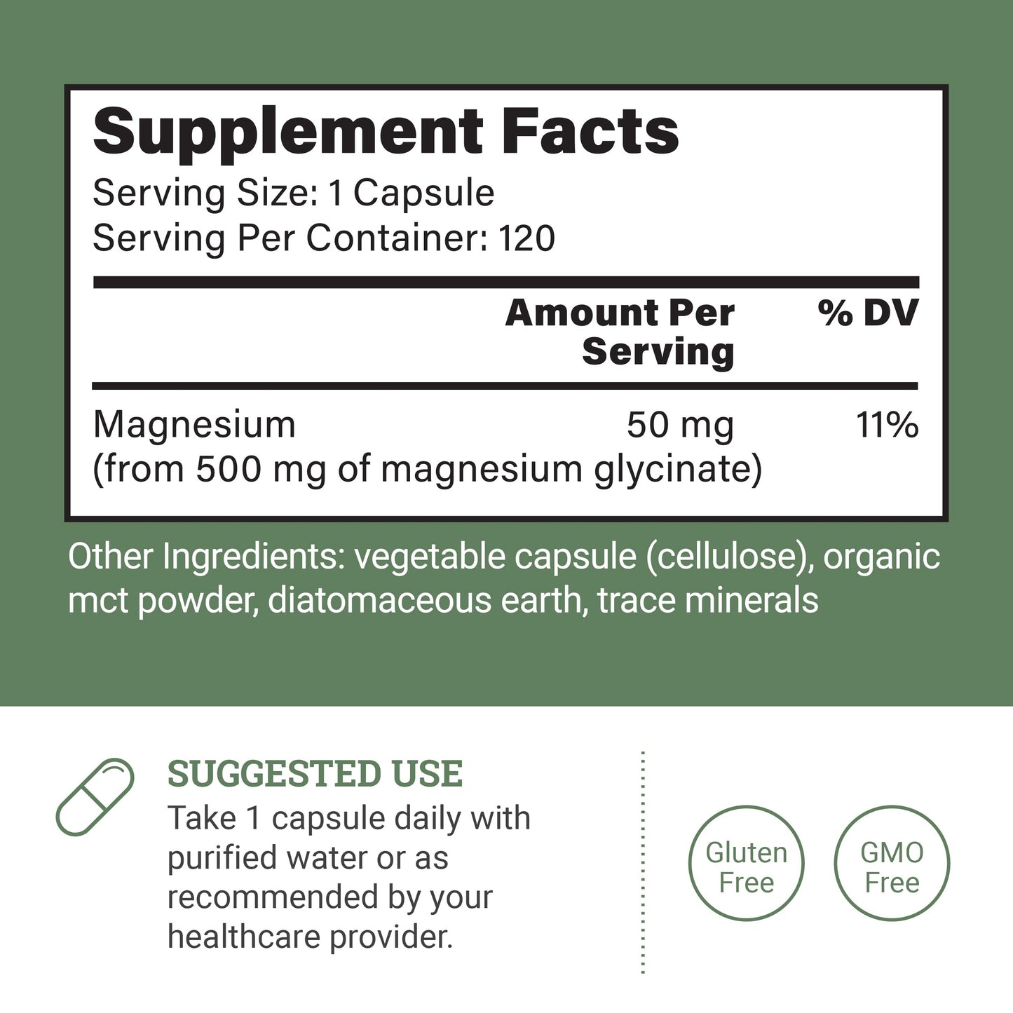 Earth Harmony Chelated Magnesium Glycinate 500mg Capsule, 120 Capsules