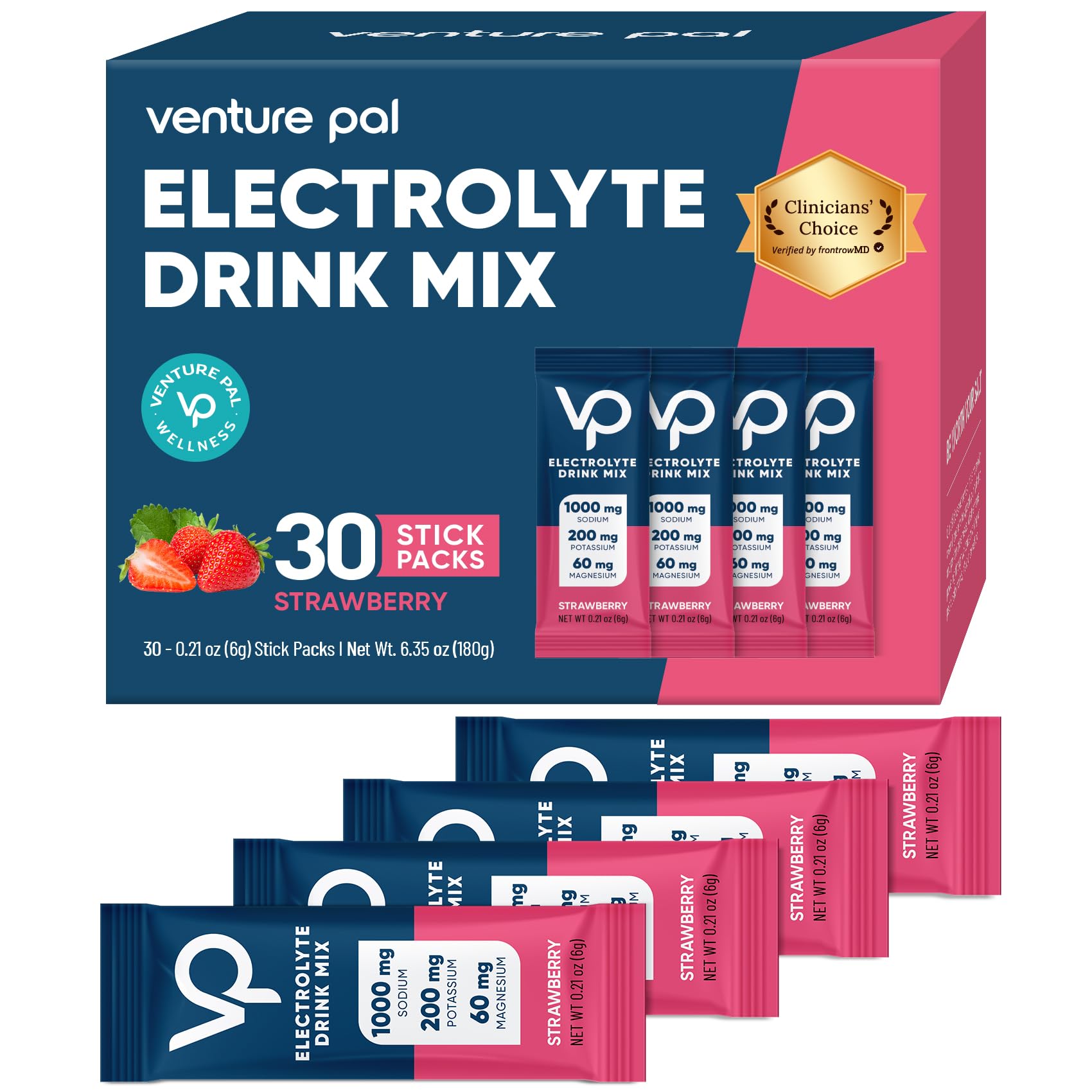 Venture Pal High Sodium Sugar Free Electrolytes Powder 180 Sticks
