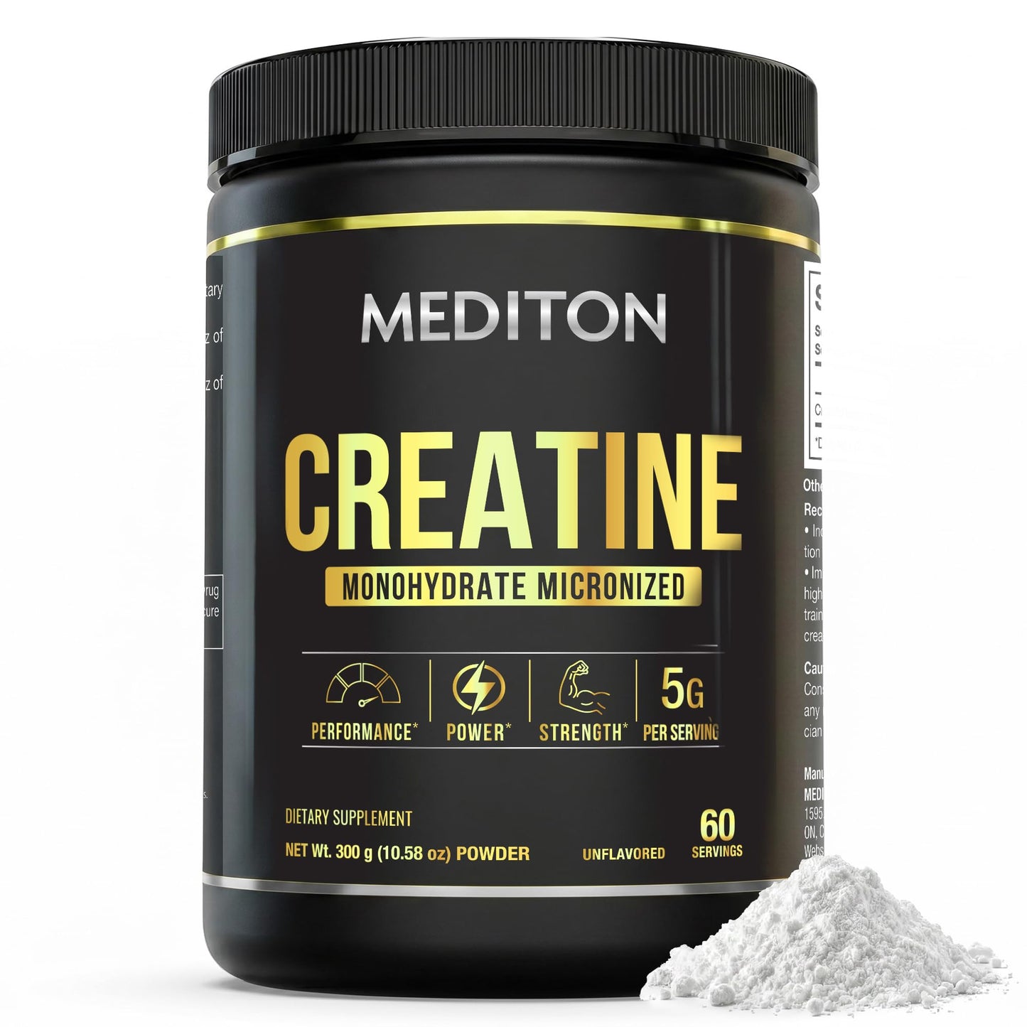 MEDITON Pure Micronized Creatine Monohydrate Powder, 60 Servings