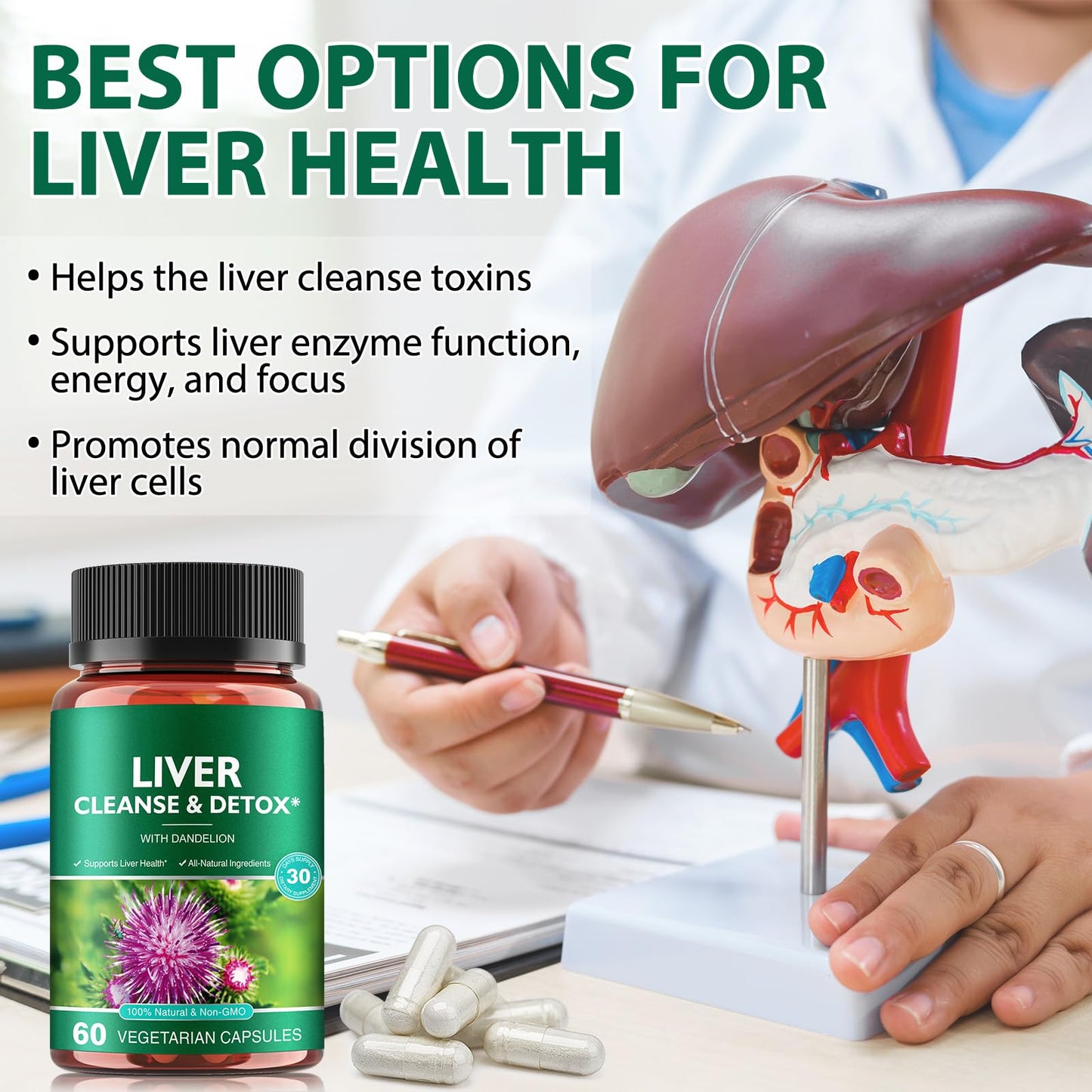 Ruduwu Liver Cleanse Detox & Repair - Health Liver Support Herbal Supplement with Milk Thistle, Burdock, Turmeric Curcumin, Dandelion, and More - Softgel, 60 count
