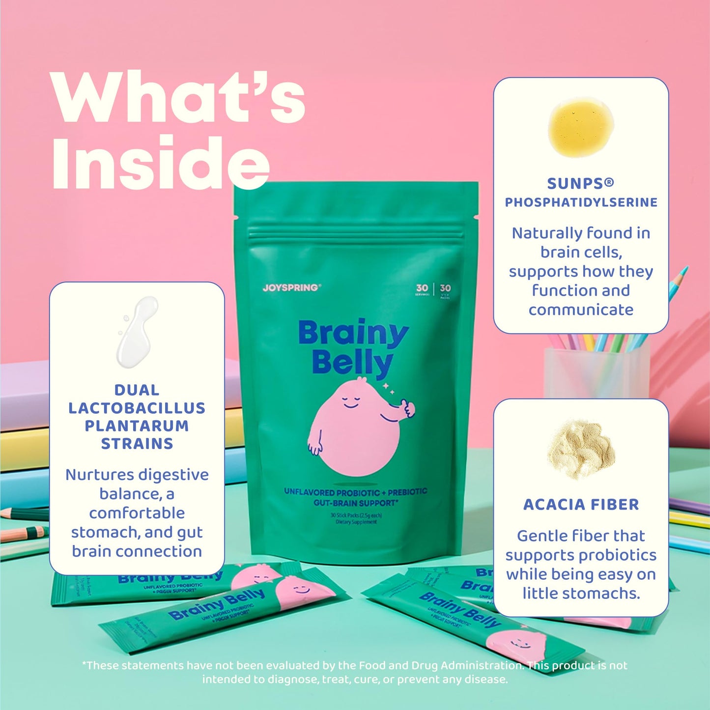 JoySpring BrainyBelly Kids Probiotic Powder 0.25 Ounce