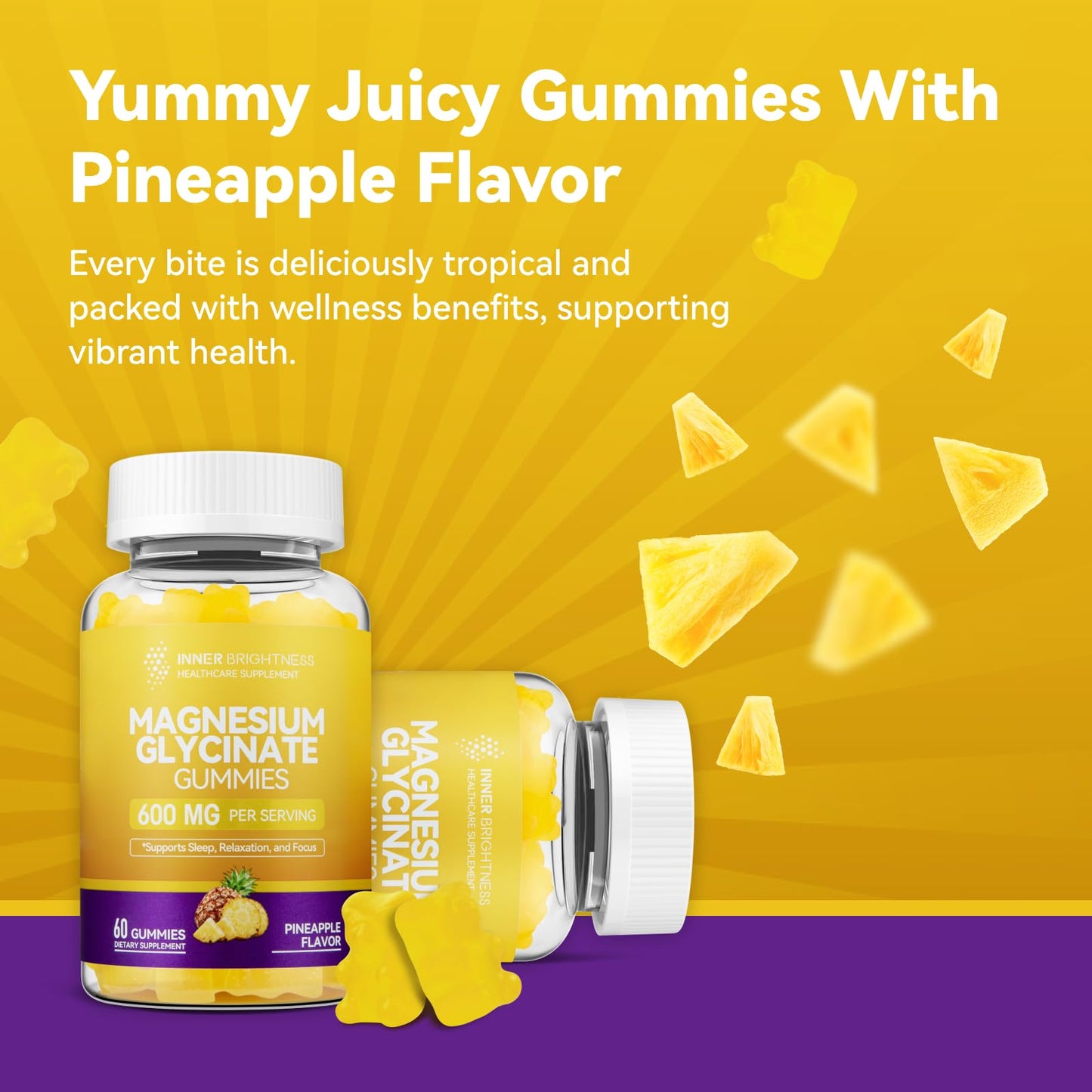 Inner Brightness Magnesium Glycinate Gummies 600mg, 60 Count