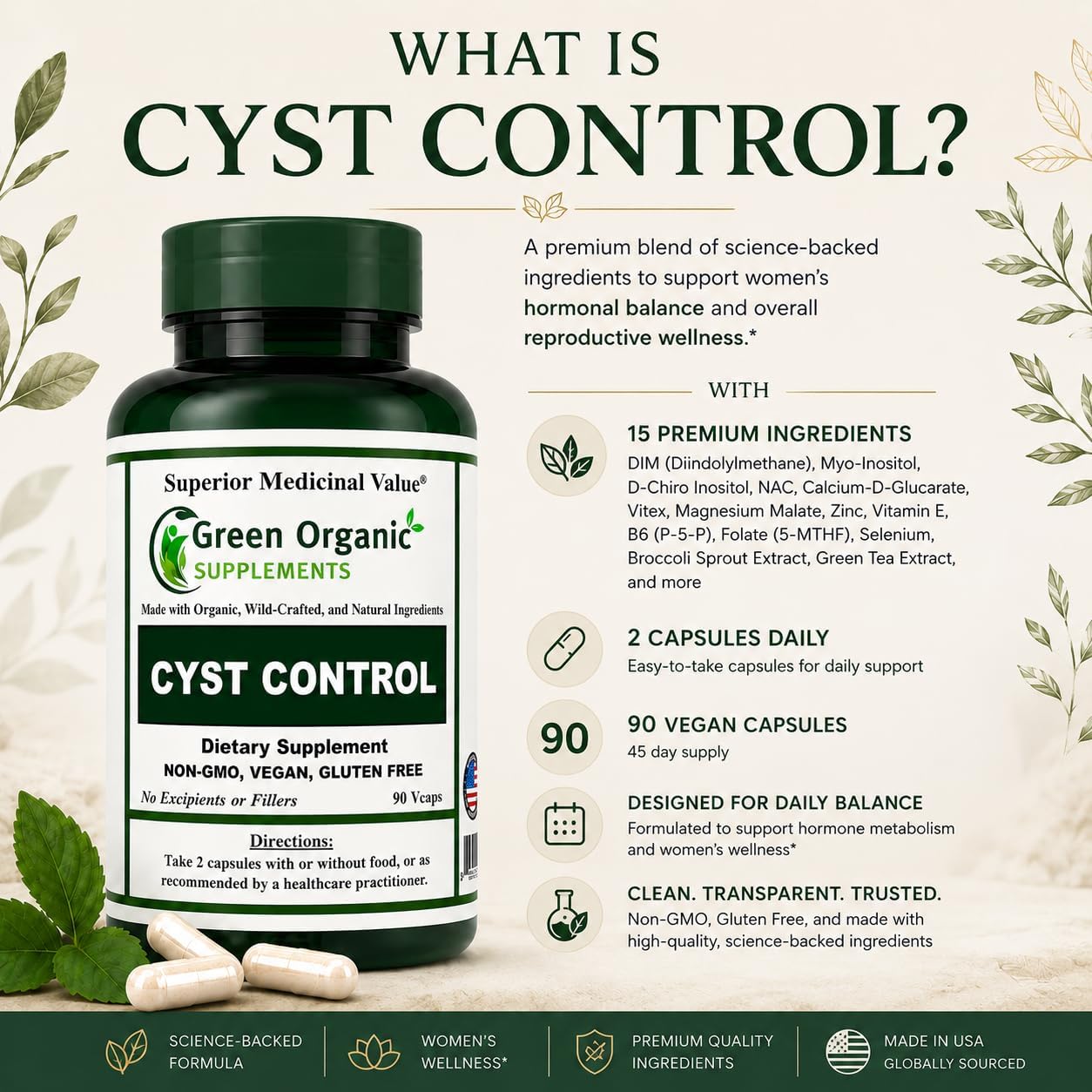 Green Organic Supplements Cyst, Breast Cyst Capsule 450 Capsules