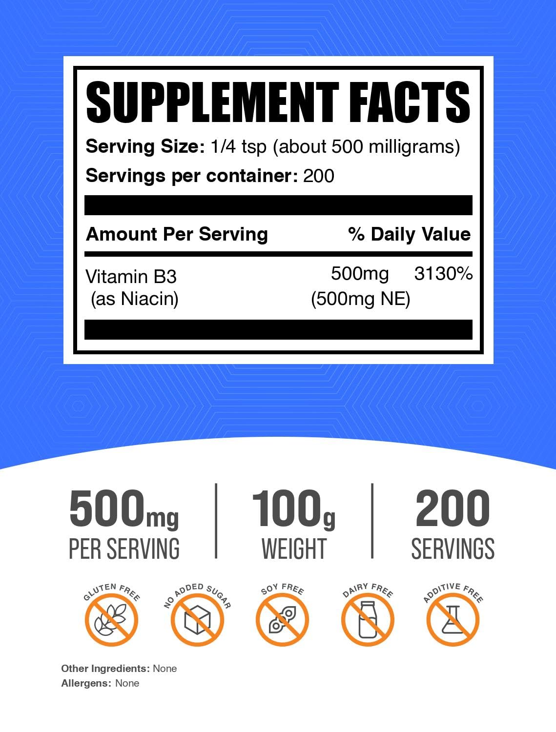 BulkSupplements Niacin Powder 3.5 oz