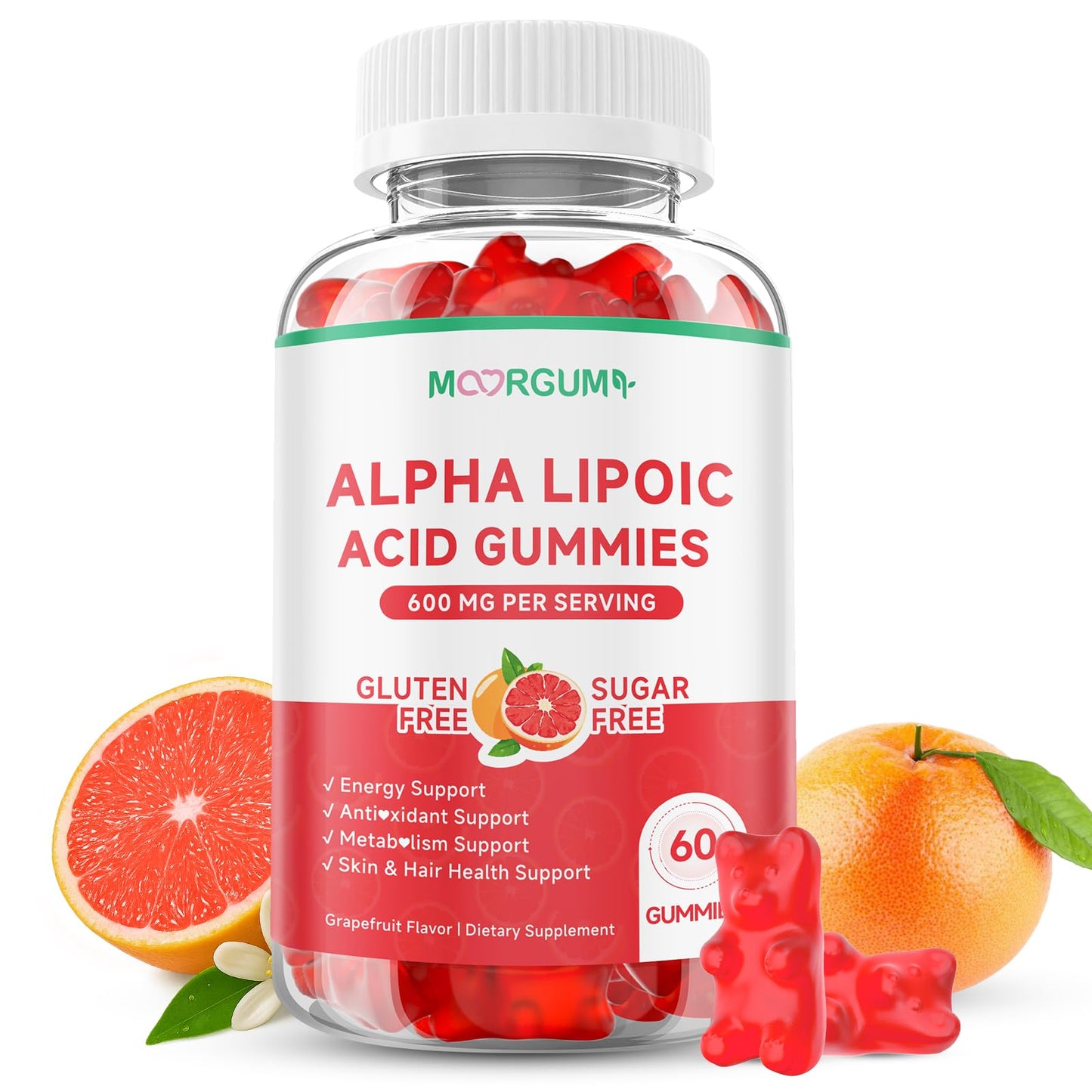 MOORGUMY Alpha Lipoic Acid 600mg Gummies, 60 Count