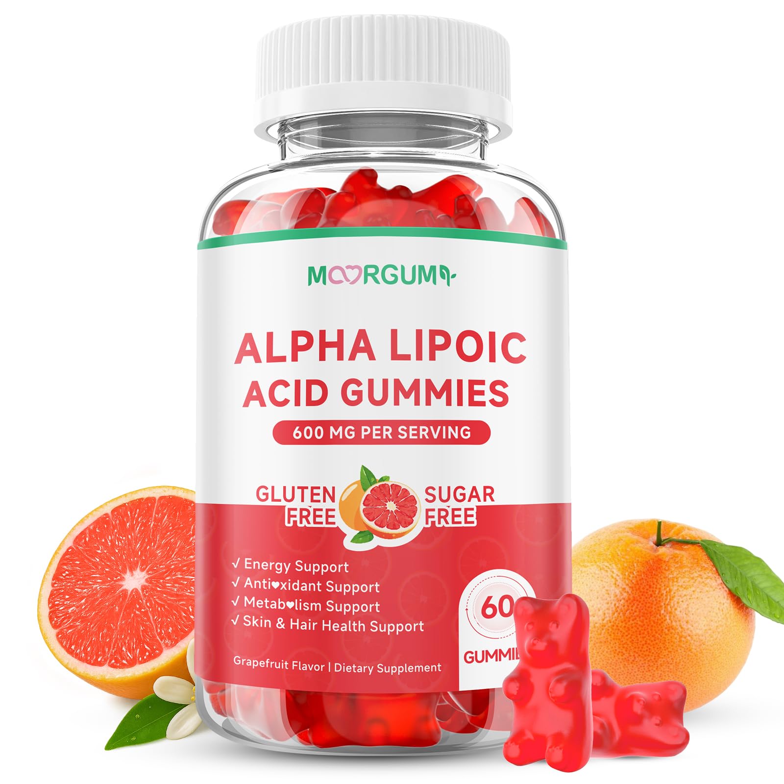 MOORGUMY Alpha Lipoic Acid 600mg Gummies, 60 Count