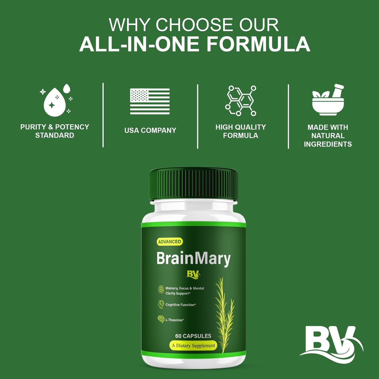 BLUE VIBE Brain Mary Advanced Memory Support 120 Capsules